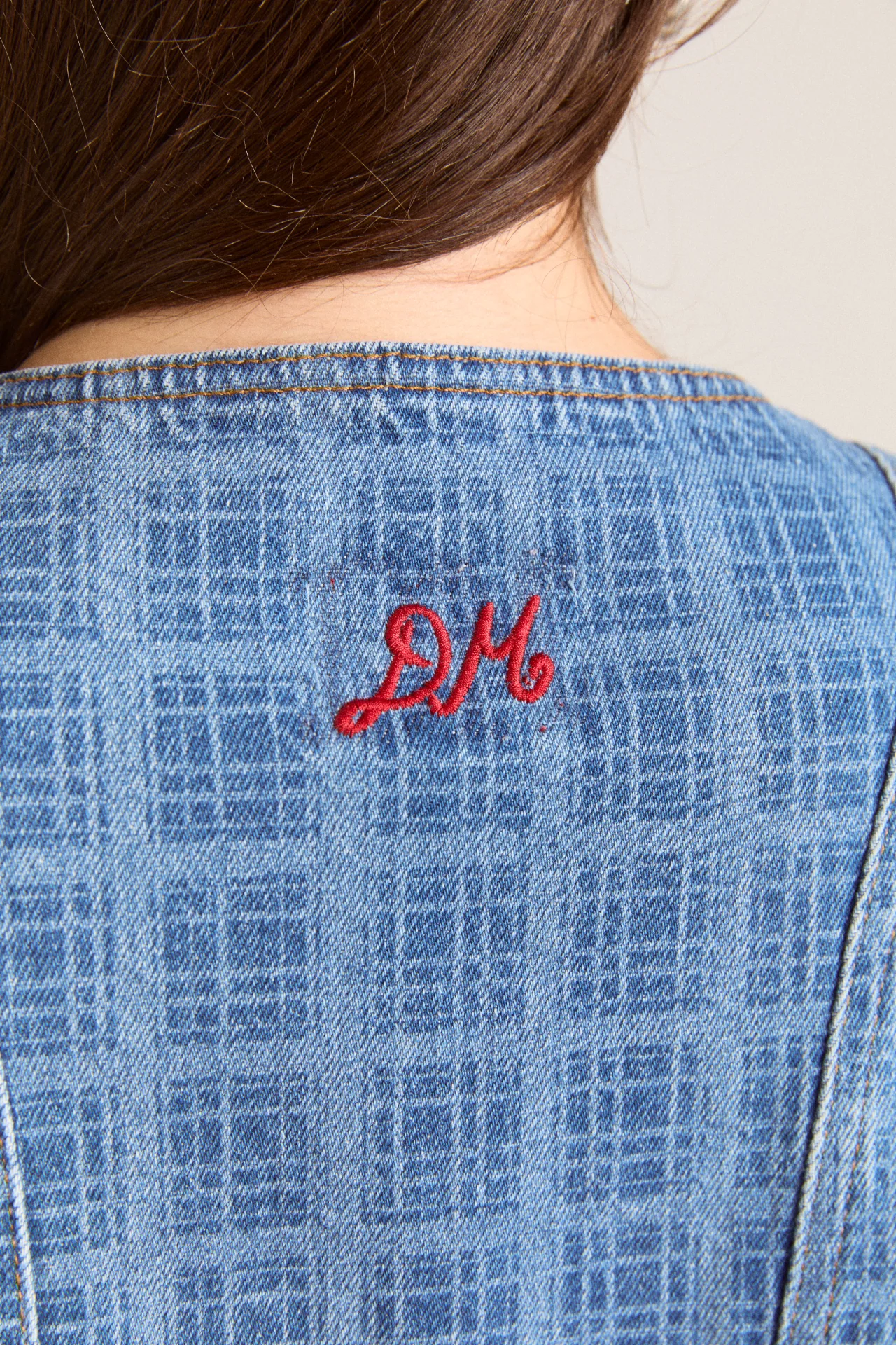 Adeline Denim Mini Dress - Laser Check - Image 11