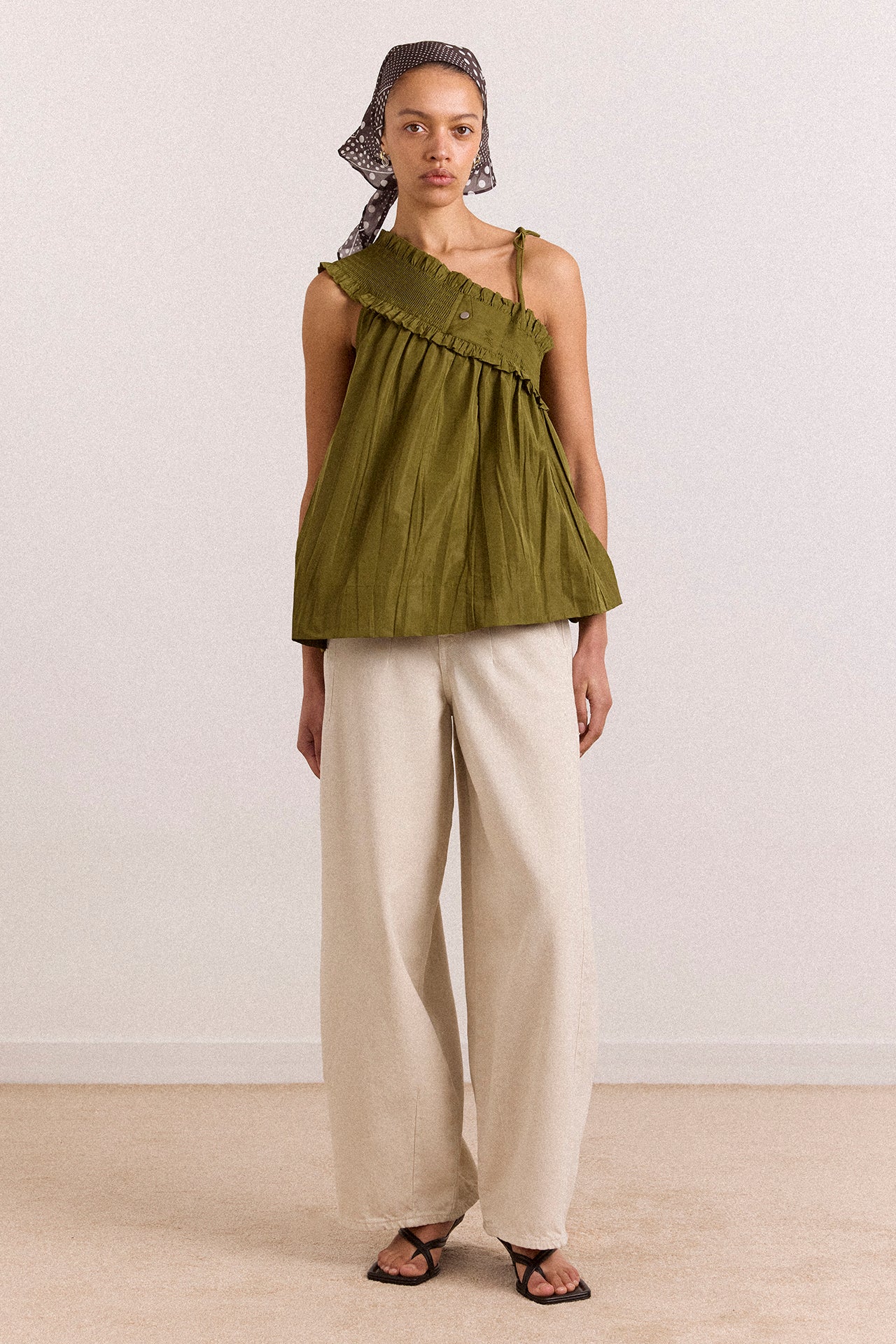 Alma Cami - Olive Taffeta - Image 2