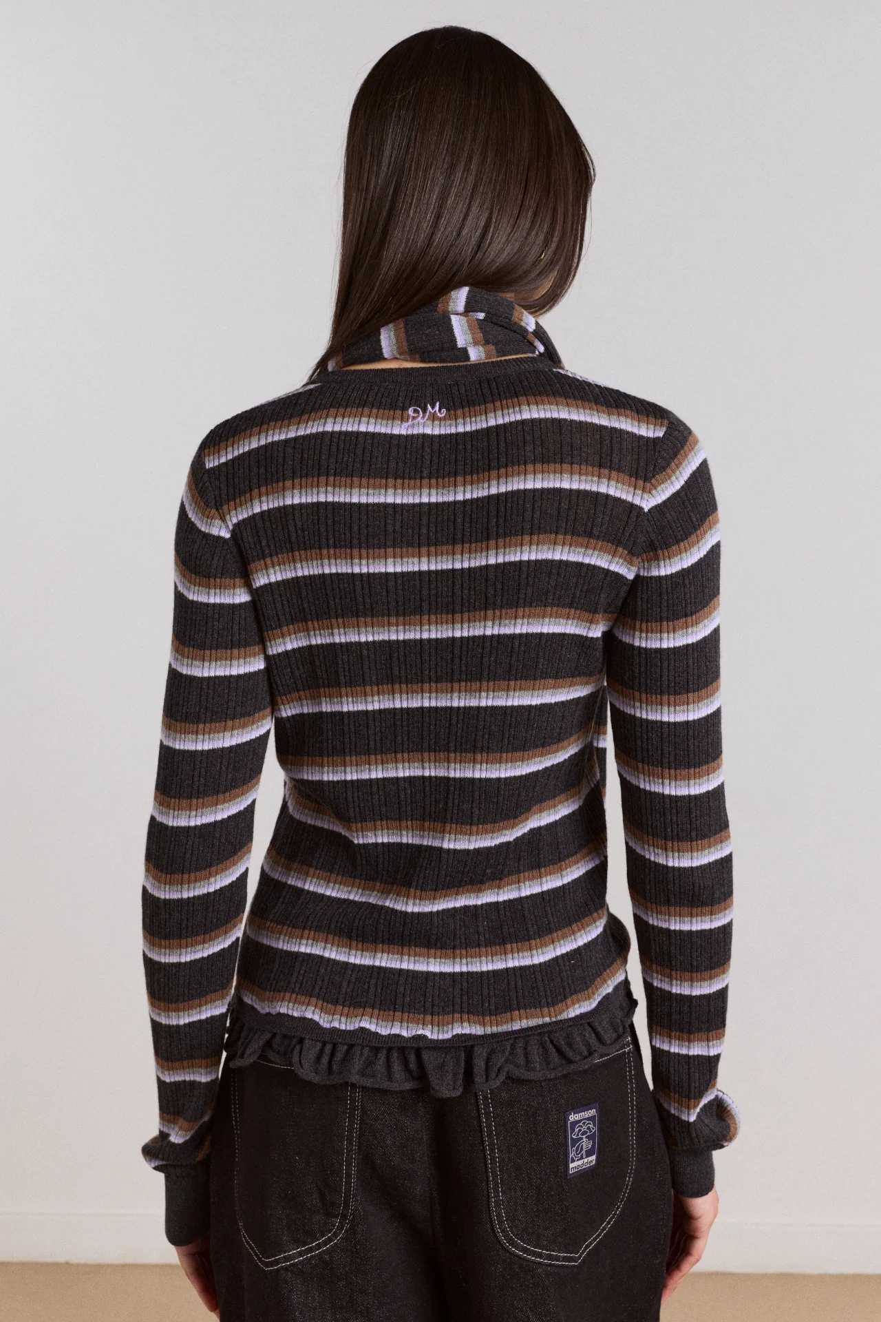 Anelis Cotton Merino Blend Cardigan- Multi Stripe - Image 6