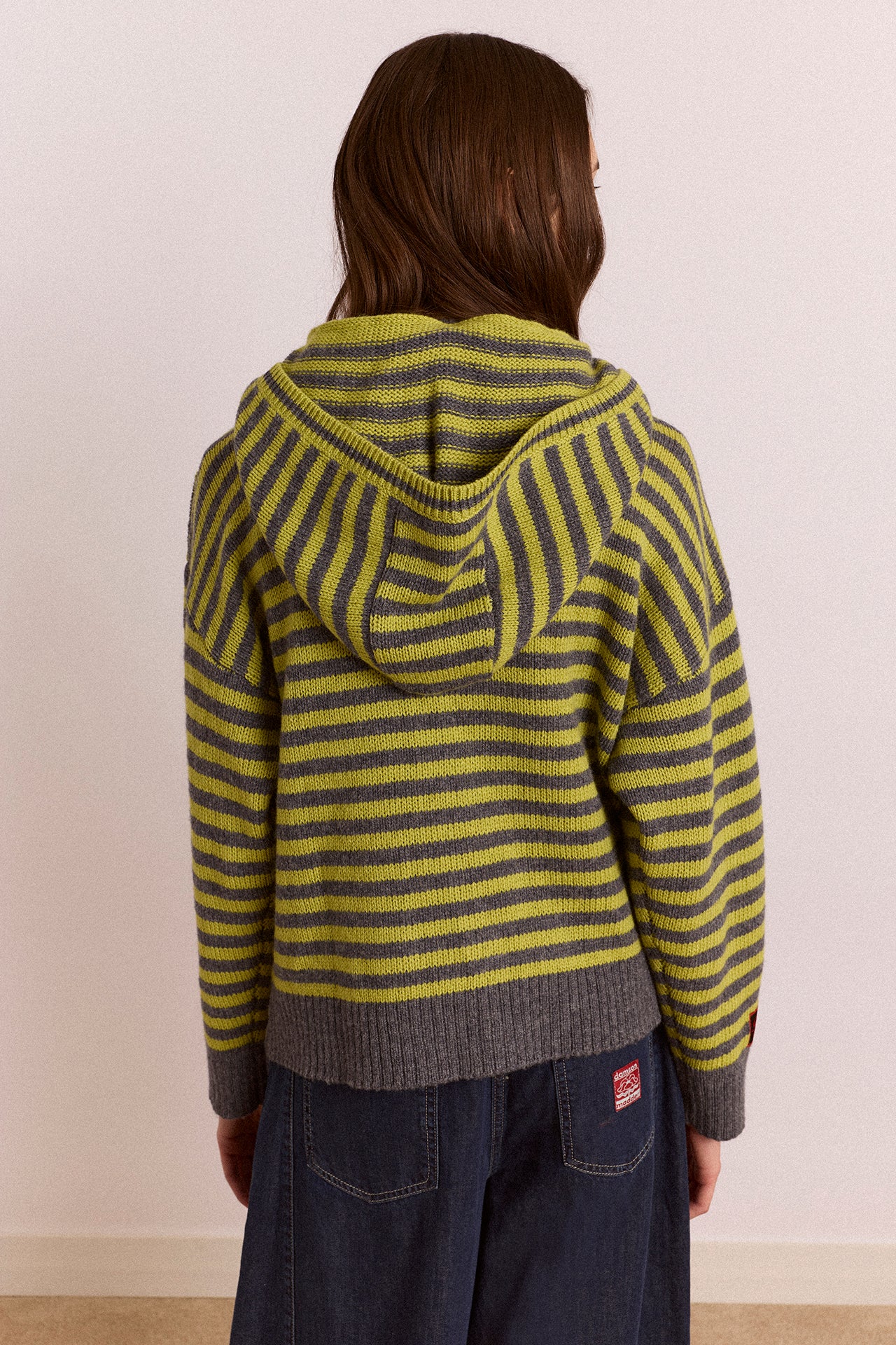 Anouk Cardigan With Removable Hood - Olive/Grey - Image 6