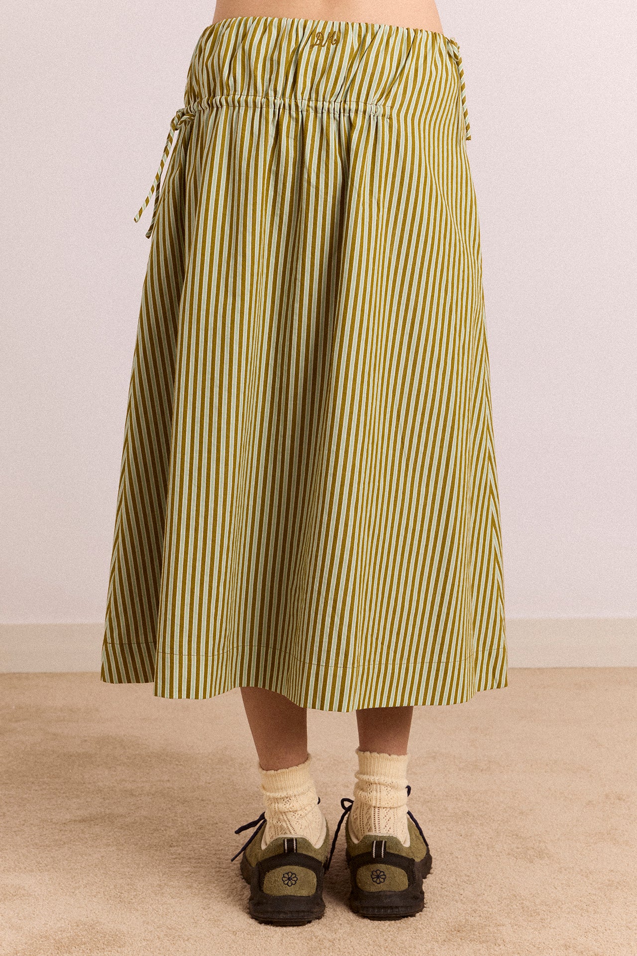 Caspia Midi Skirt - Green Stripe - Image 6
