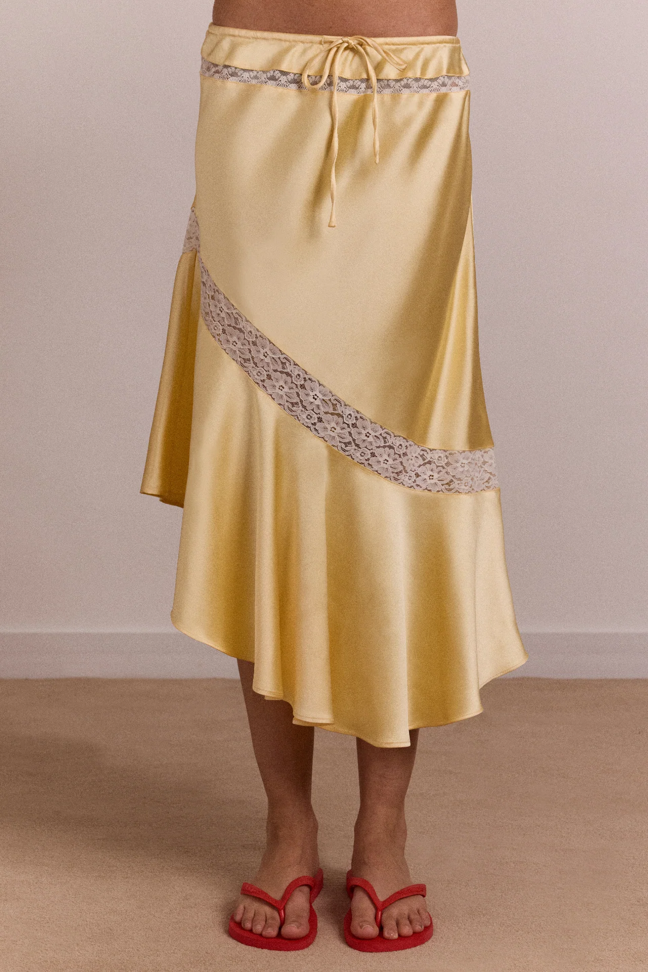 Delphia Satin Midi Skirt - Butter - Image 4