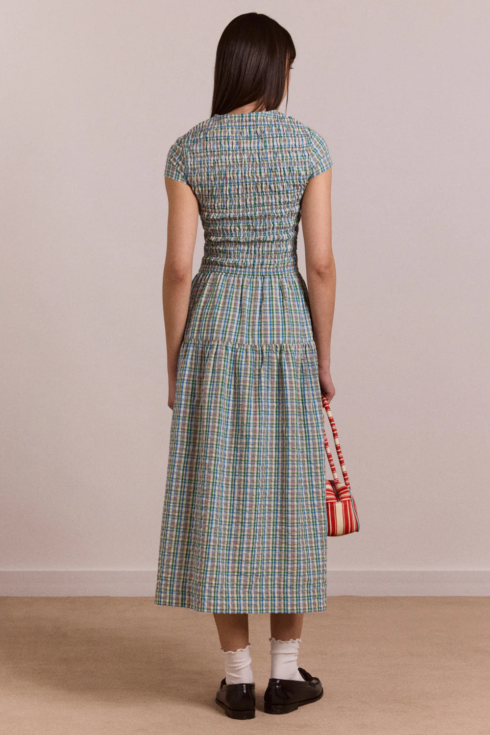 Ebba Midi Dress - Picnic Blue Check - Image 8