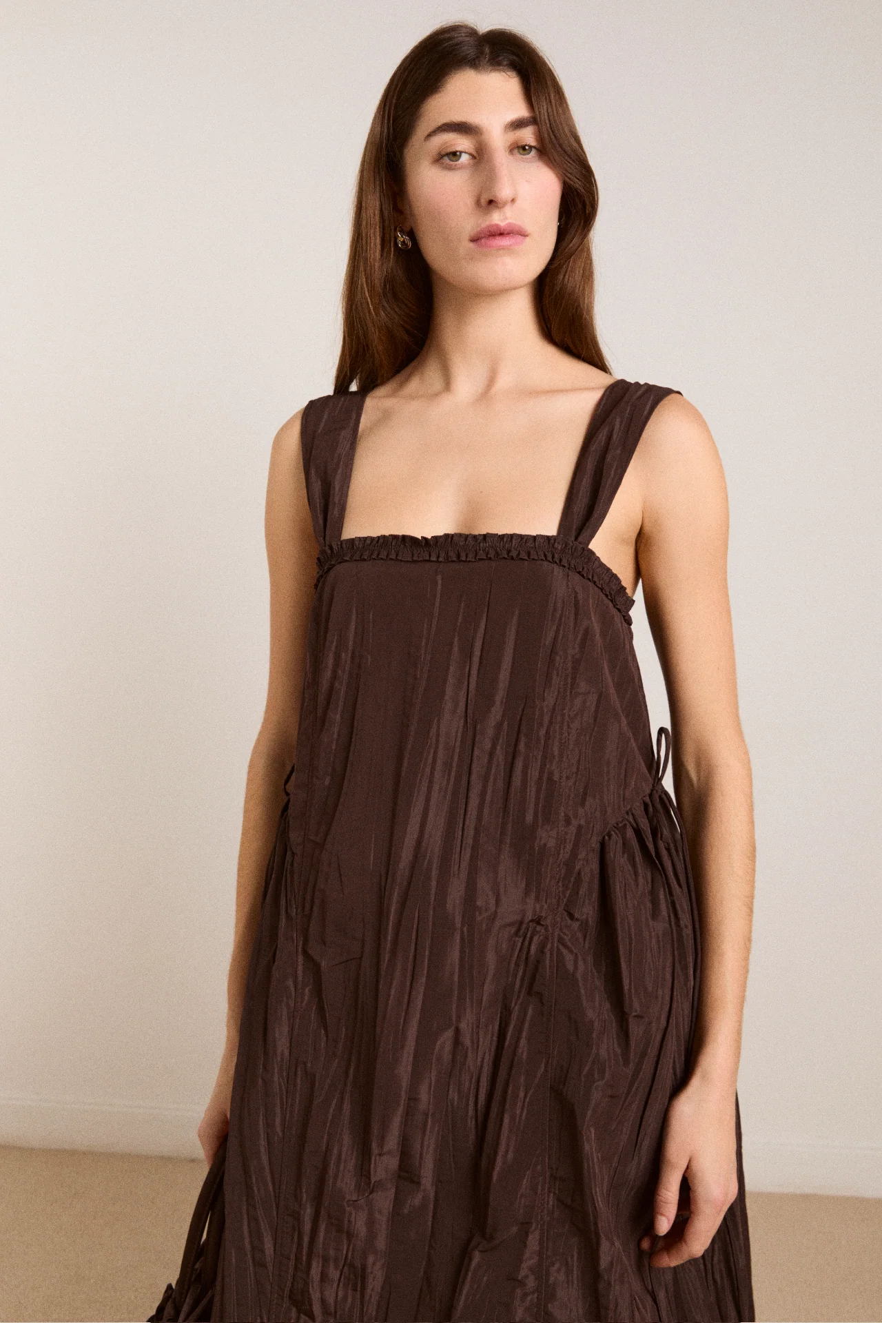 Elina Midi Dress - Choc Taffeta - Image 4