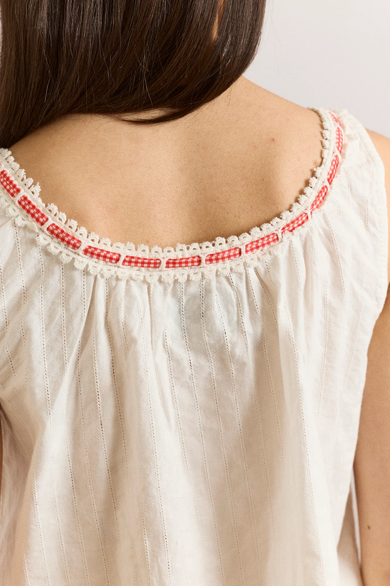 Elodie Cami - White With Red Gingham Tie - Image 5