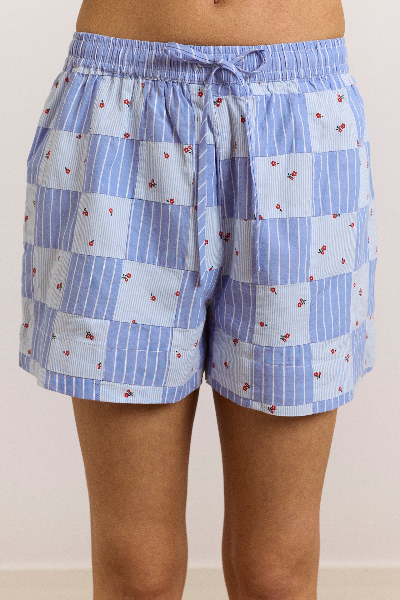 Eluna Boxer Shorts - Blue Stripe & Floral Print - Image 4