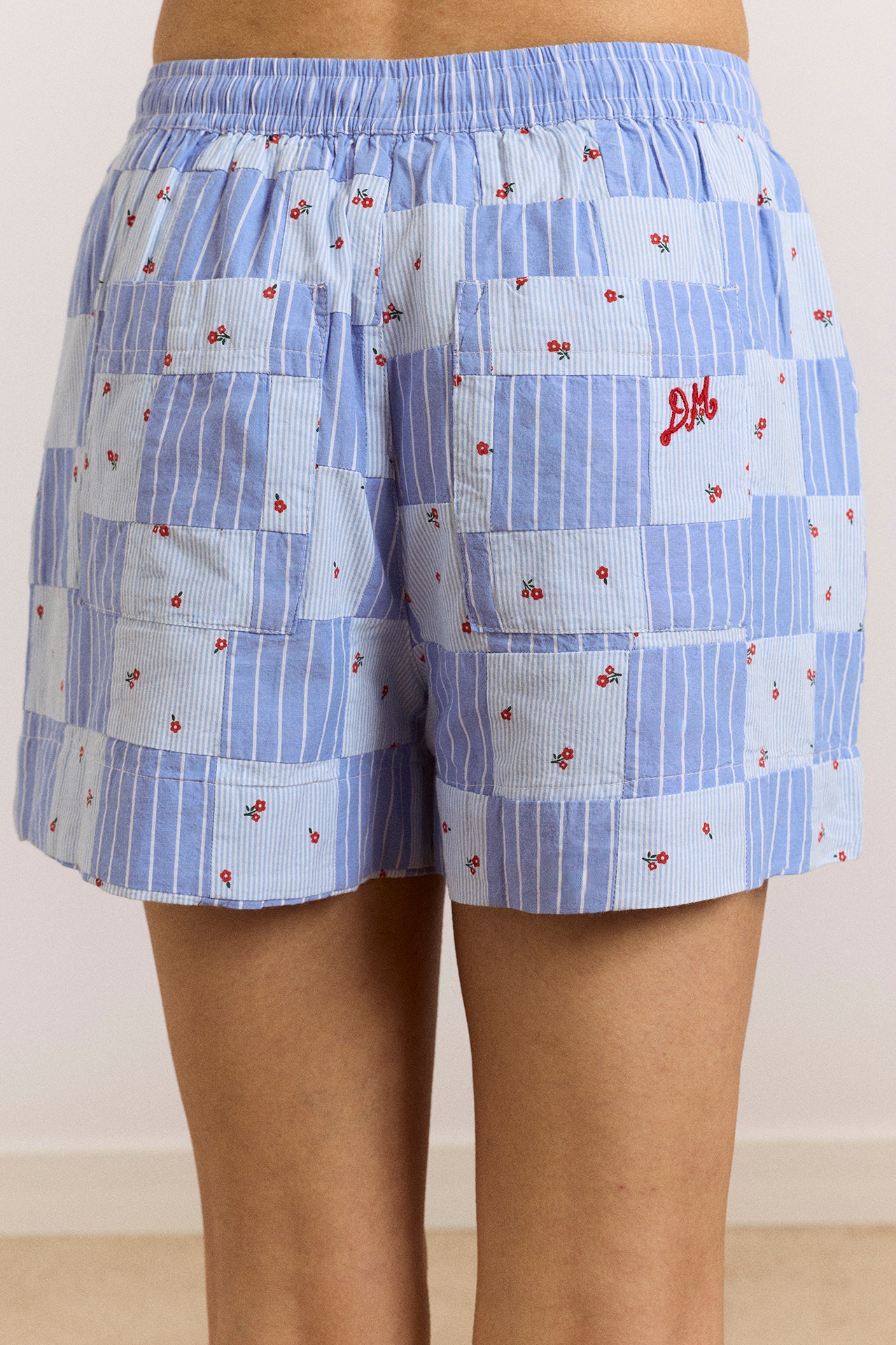 Eluna Boxer Shorts - Blue Stripe & Floral Print - Image 5
