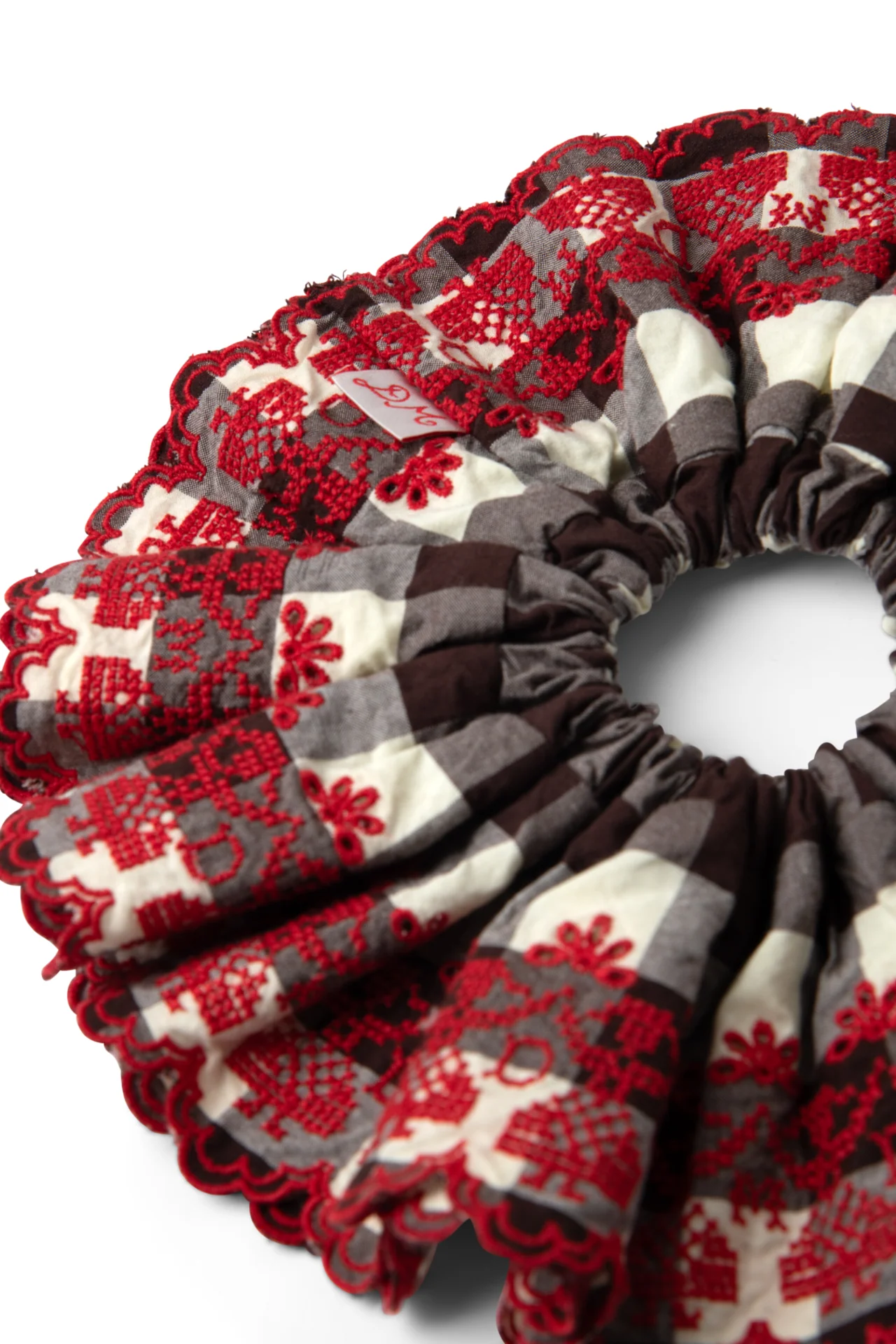 Embroidered Girls Scrunchie - Butter Gingham - Image 2
