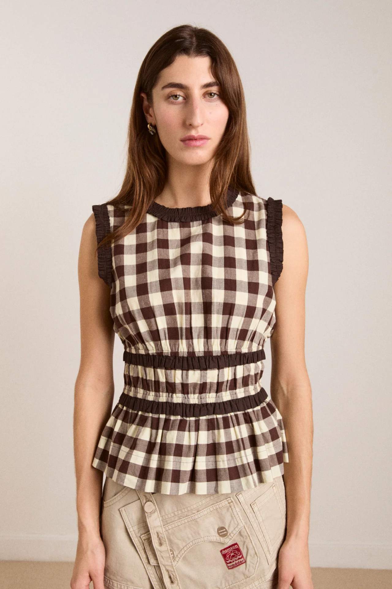Everly Ruffle Blouse - Butter Gingham - Image 2