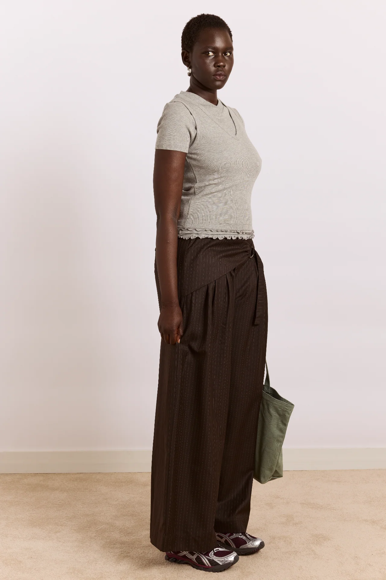 Fabia Trouser - Choc Pinstripe - Image 4