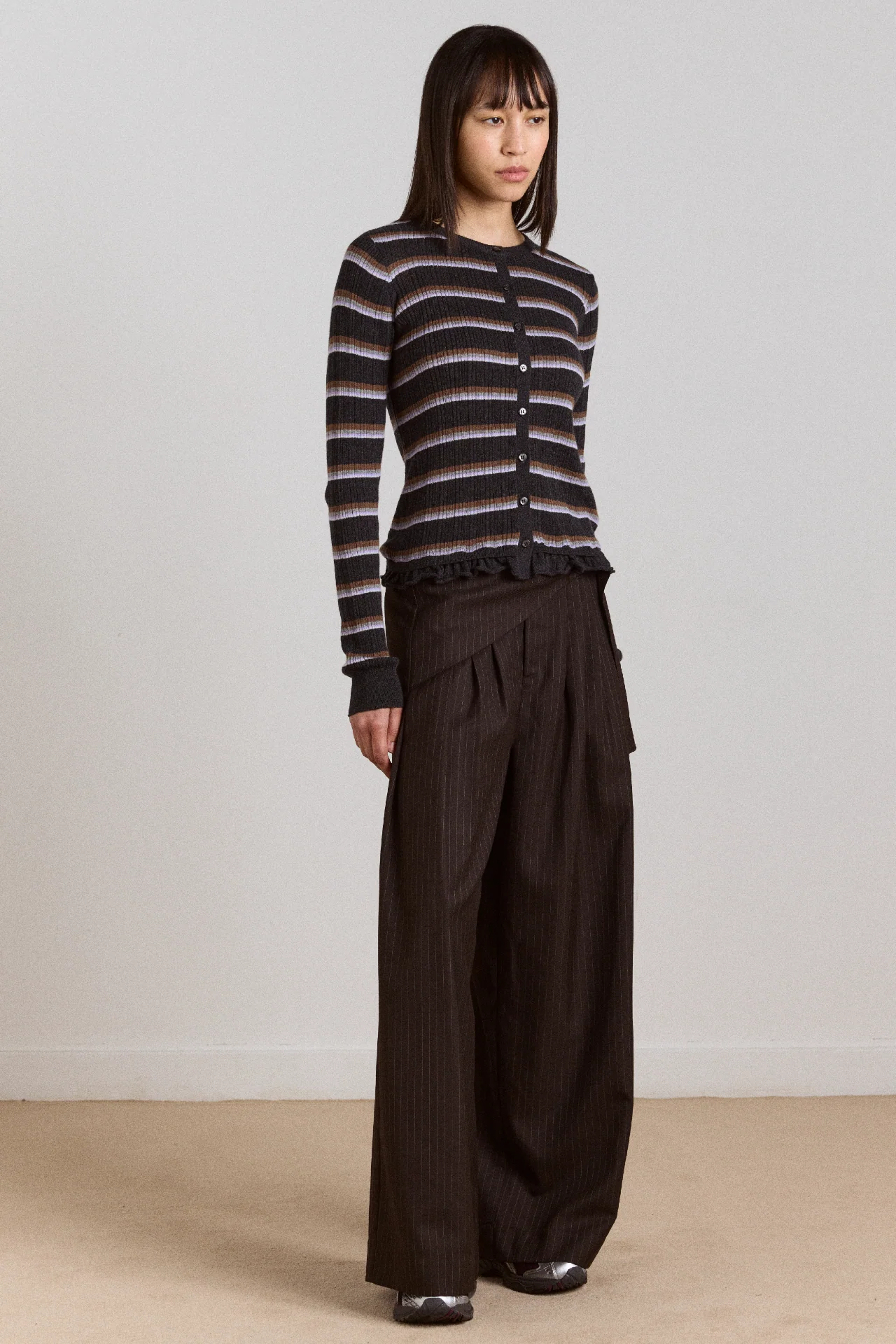 Fabia Trouser - Choc Pinstripe - Image 5