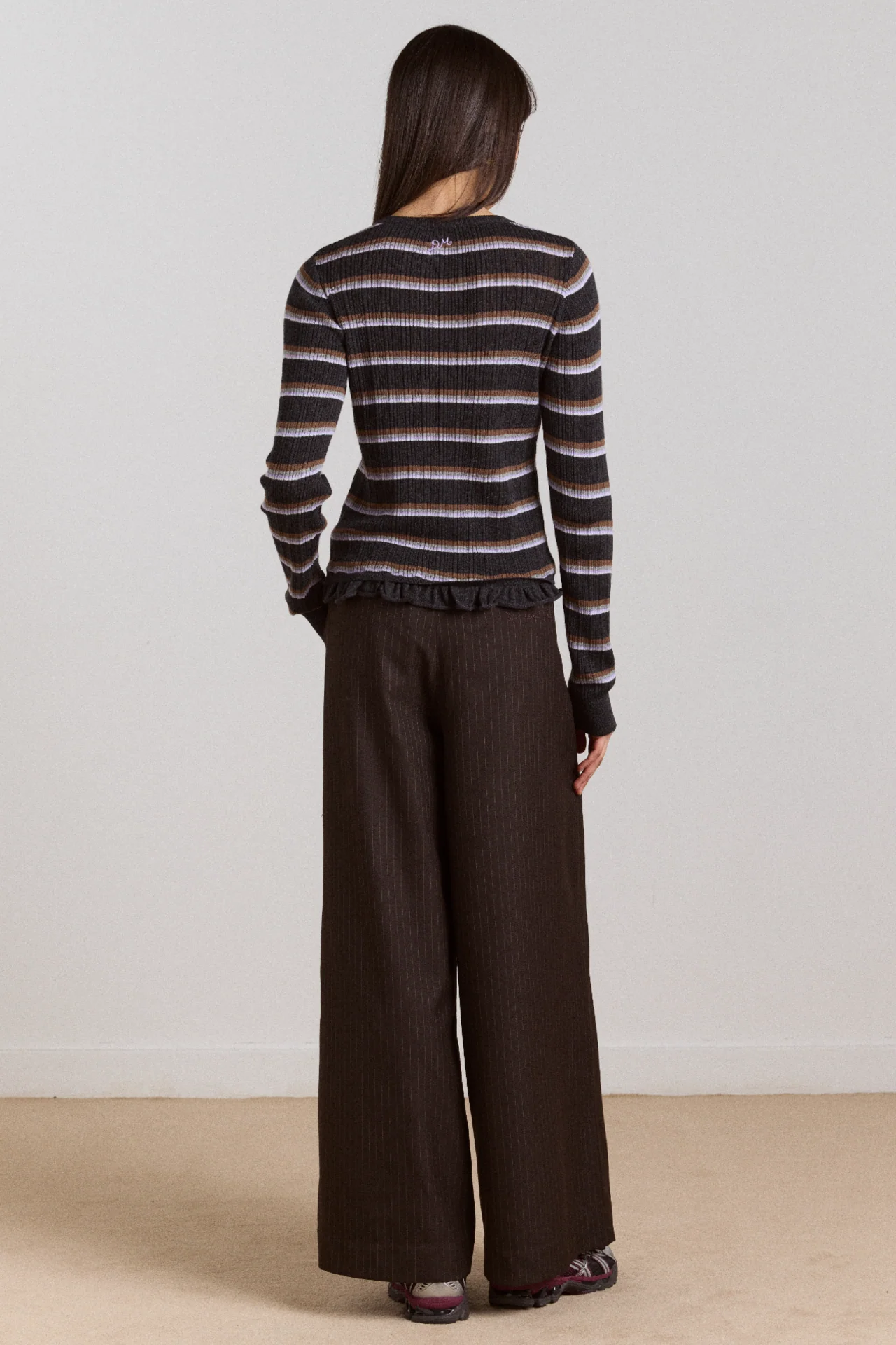 Fabia Trouser - Choc Pinstripe - Image 6