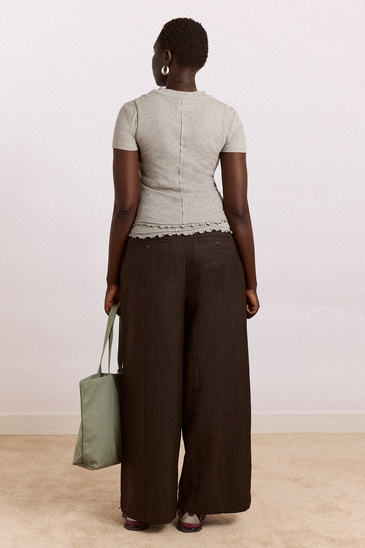 Fabia Trouser - Choc Pinstripe - Image 7