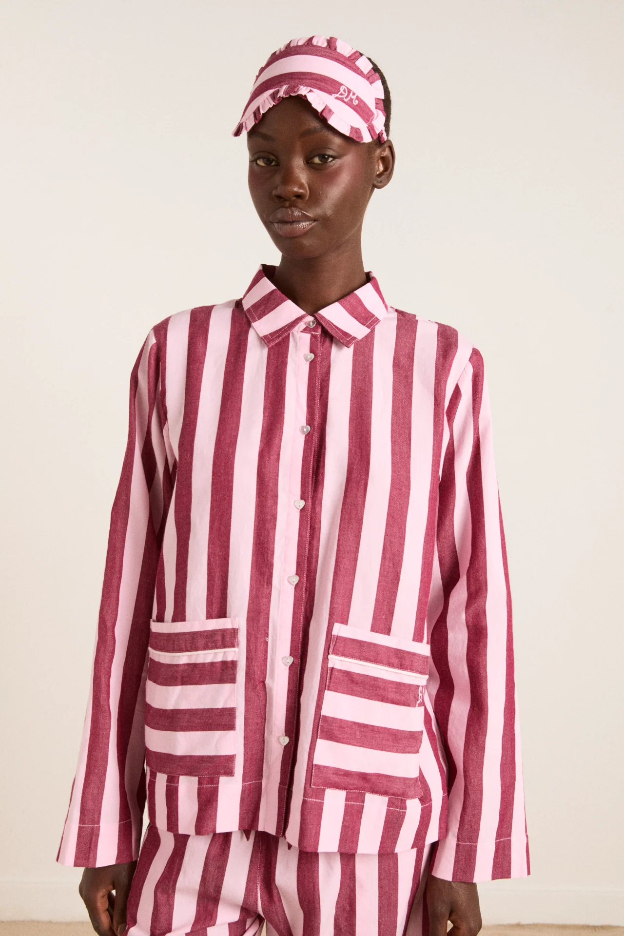 Florie Pj Set - Burg/Pink Wide Stripe - Image 2