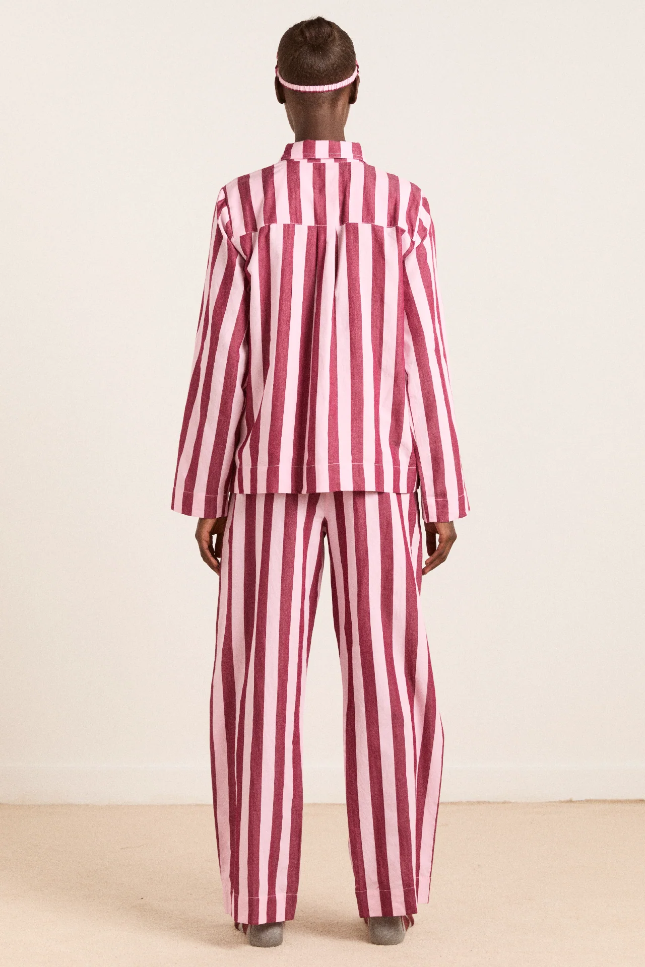 Florie Pj Set - Burg/Pink Wide Stripe - Image 5