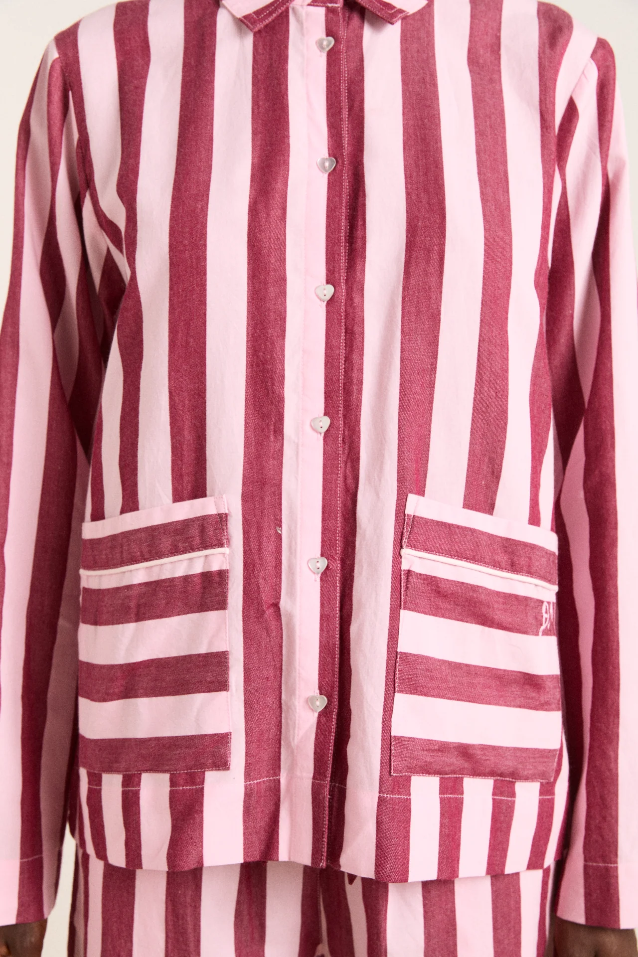 Florie Pj Set - Burg/Pink Wide Stripe - Image 7