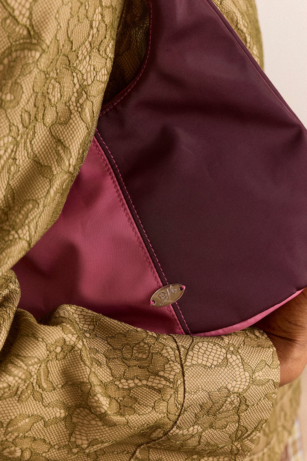 Gene Mini Tie Bag In Pink & Burg Colourblock - Image 5