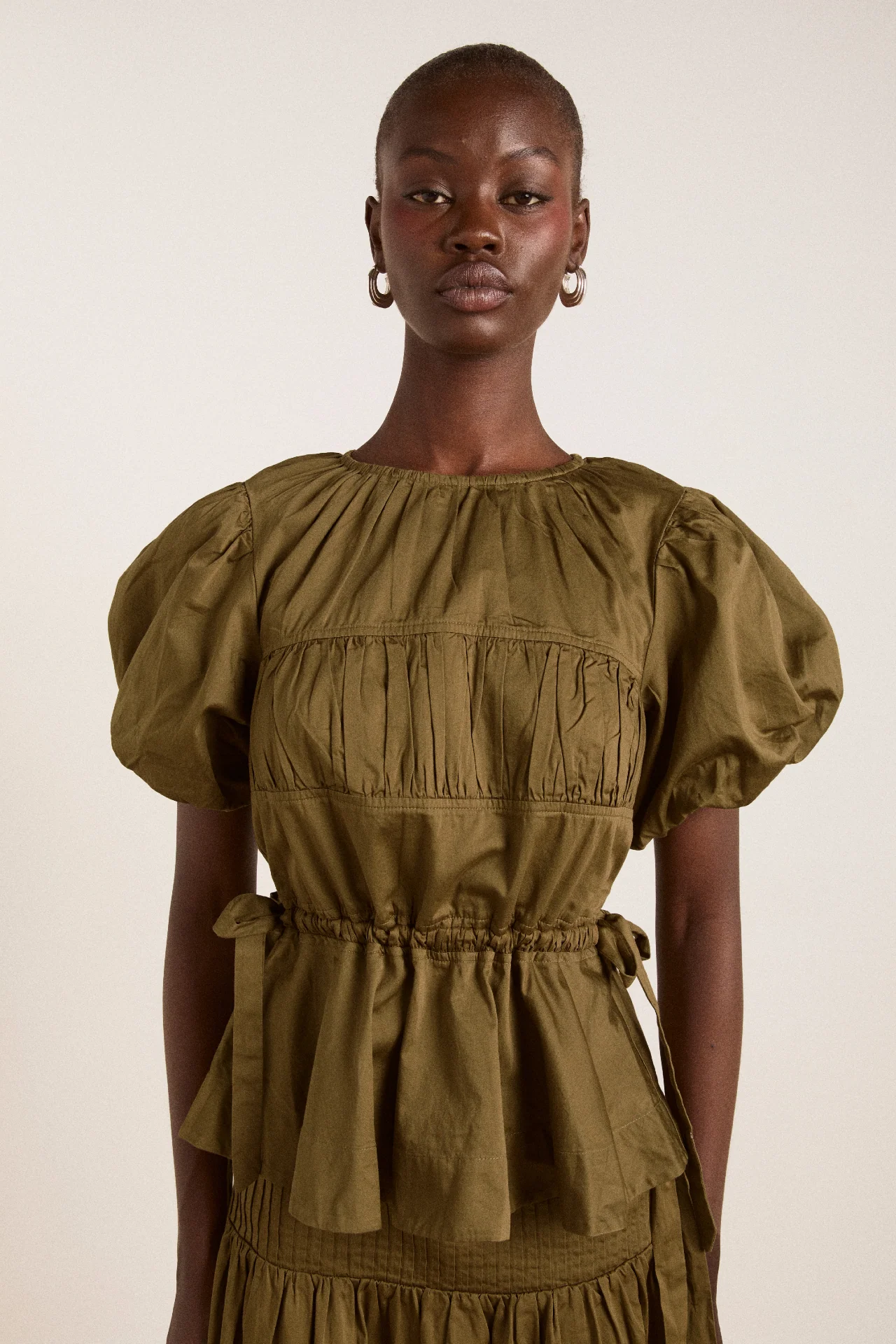 Hadley Blouse - Olive Cotton Satin - Image 2