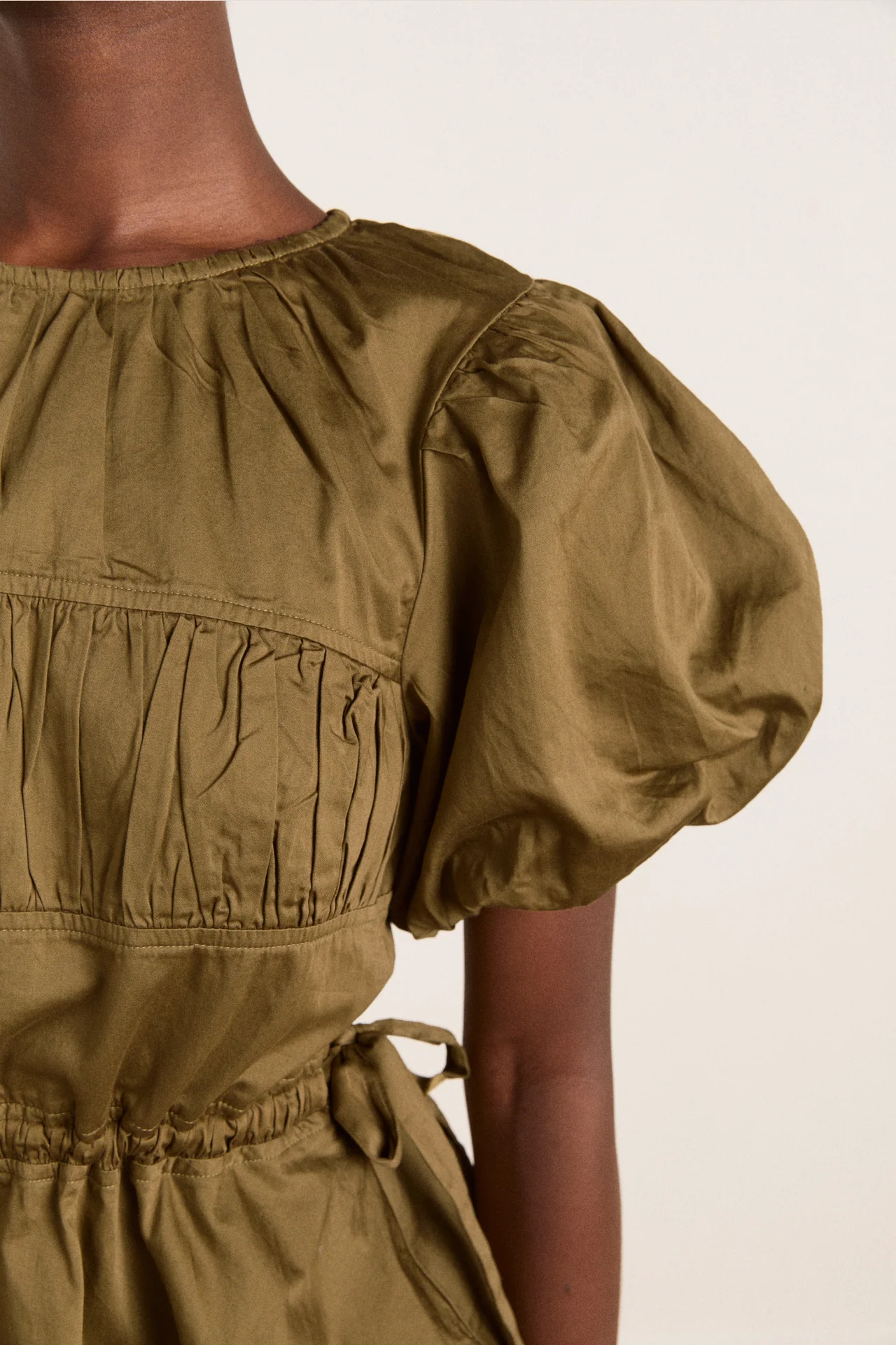 Hadley Blouse - Olive Cotton Satin - Image 5