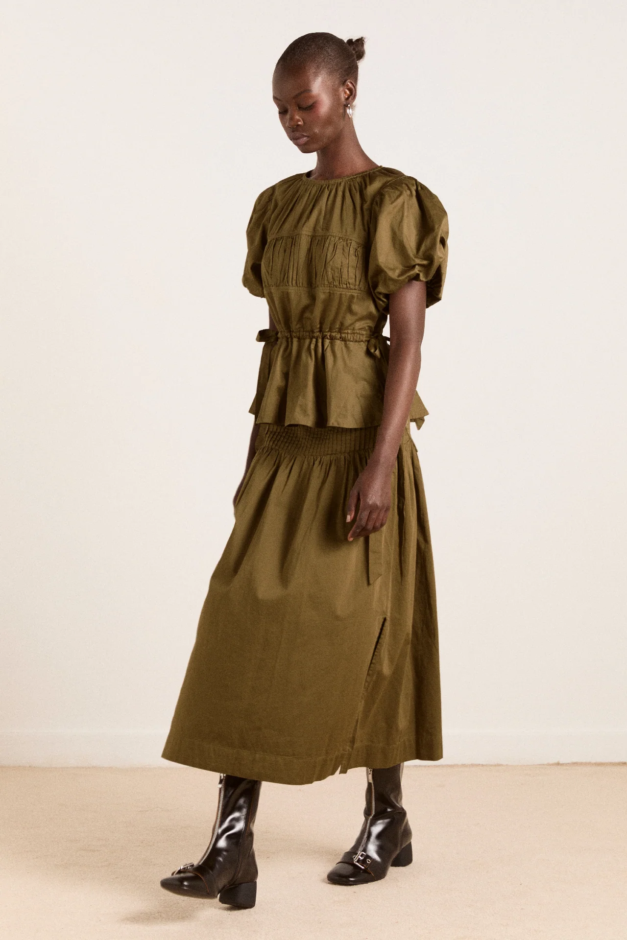 Hadley Blouse - Olive Cotton Satin - Image 8