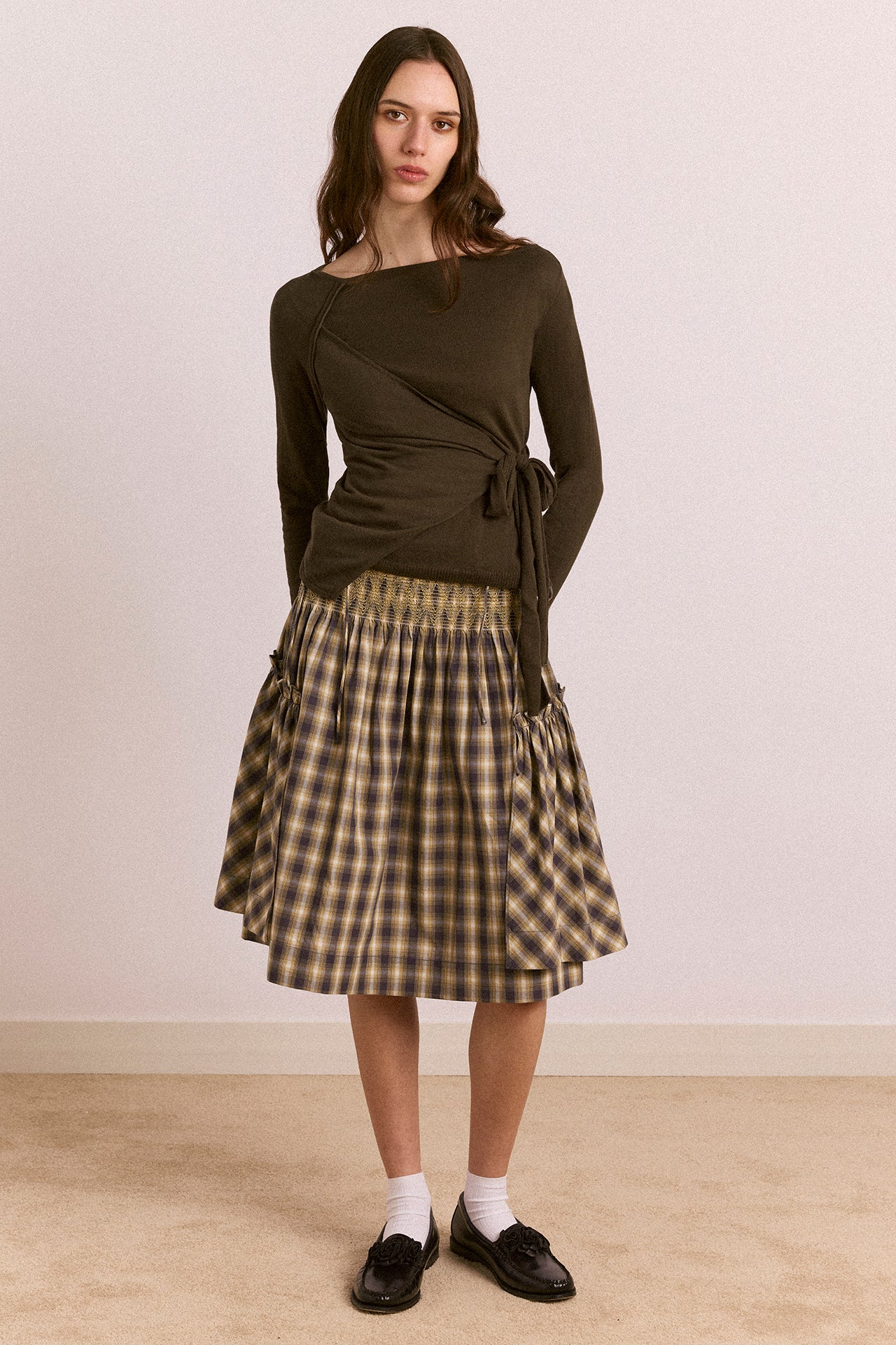 Hannie Wrap Tie Knitted Top - Olive - Image 2