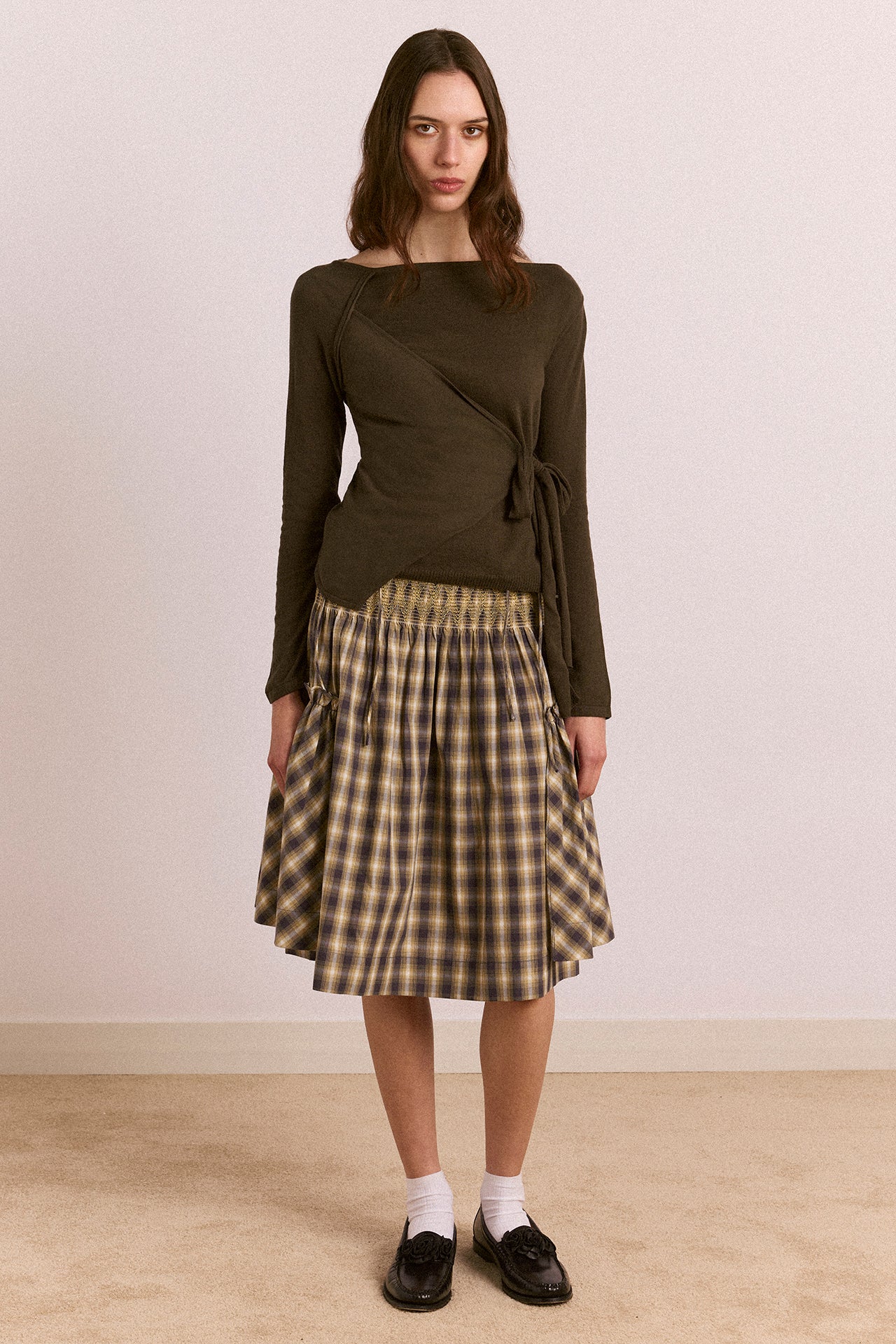 Hannie Wrap Tie Knitted Top - Olive - Image 3
