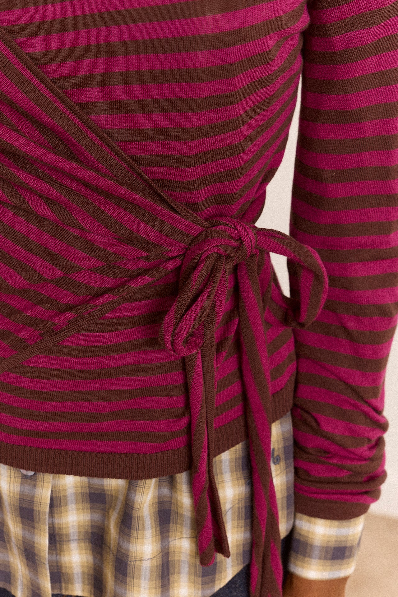 Hannie Wrap Tie Knitted Top - Pink Stripe - Image 10