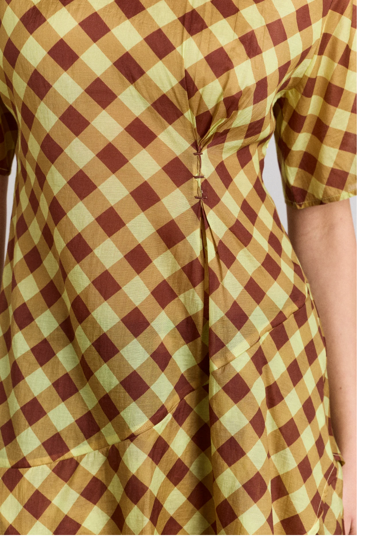 Harmony Sheer Midi Dress - Choc Avo Gingham - Image 15