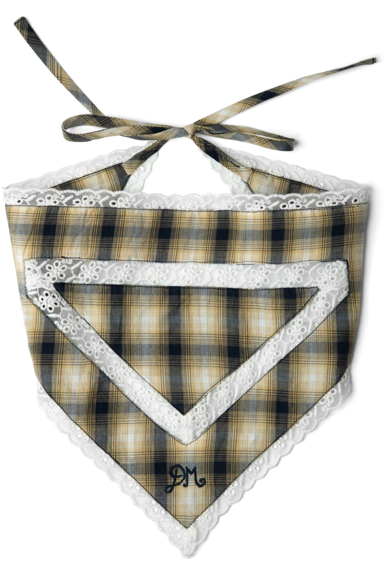 Headband With Lace Detail In Cardamon Check - Image 4
