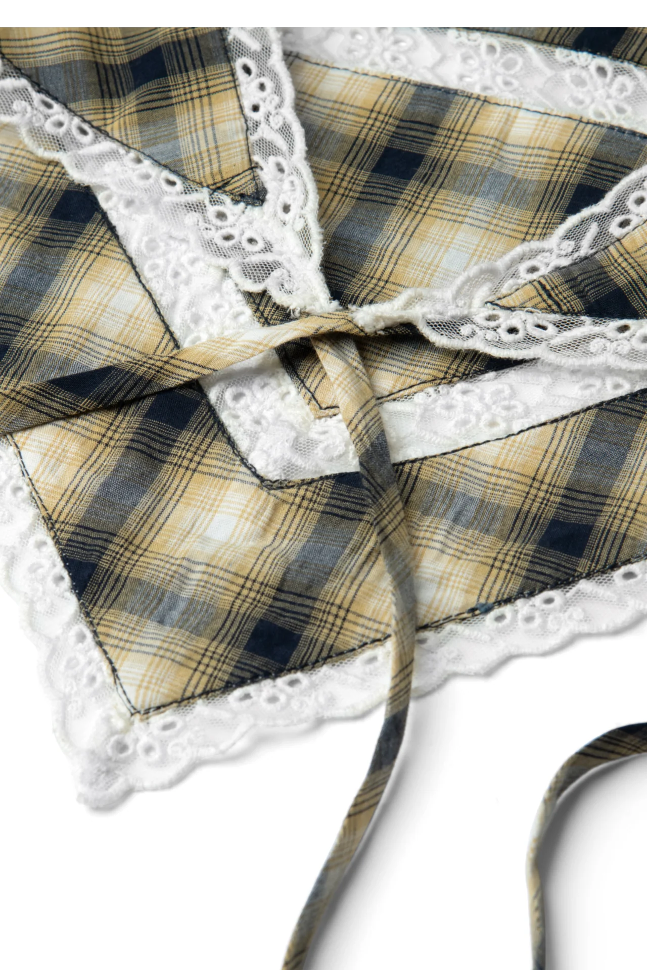 Headband With Lace Detail In Cardamon Check - Image 5