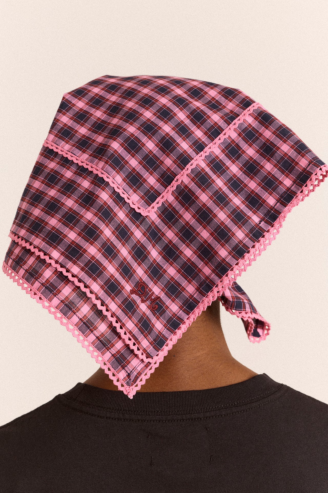 Headscarf In Magenta Check - Image 2