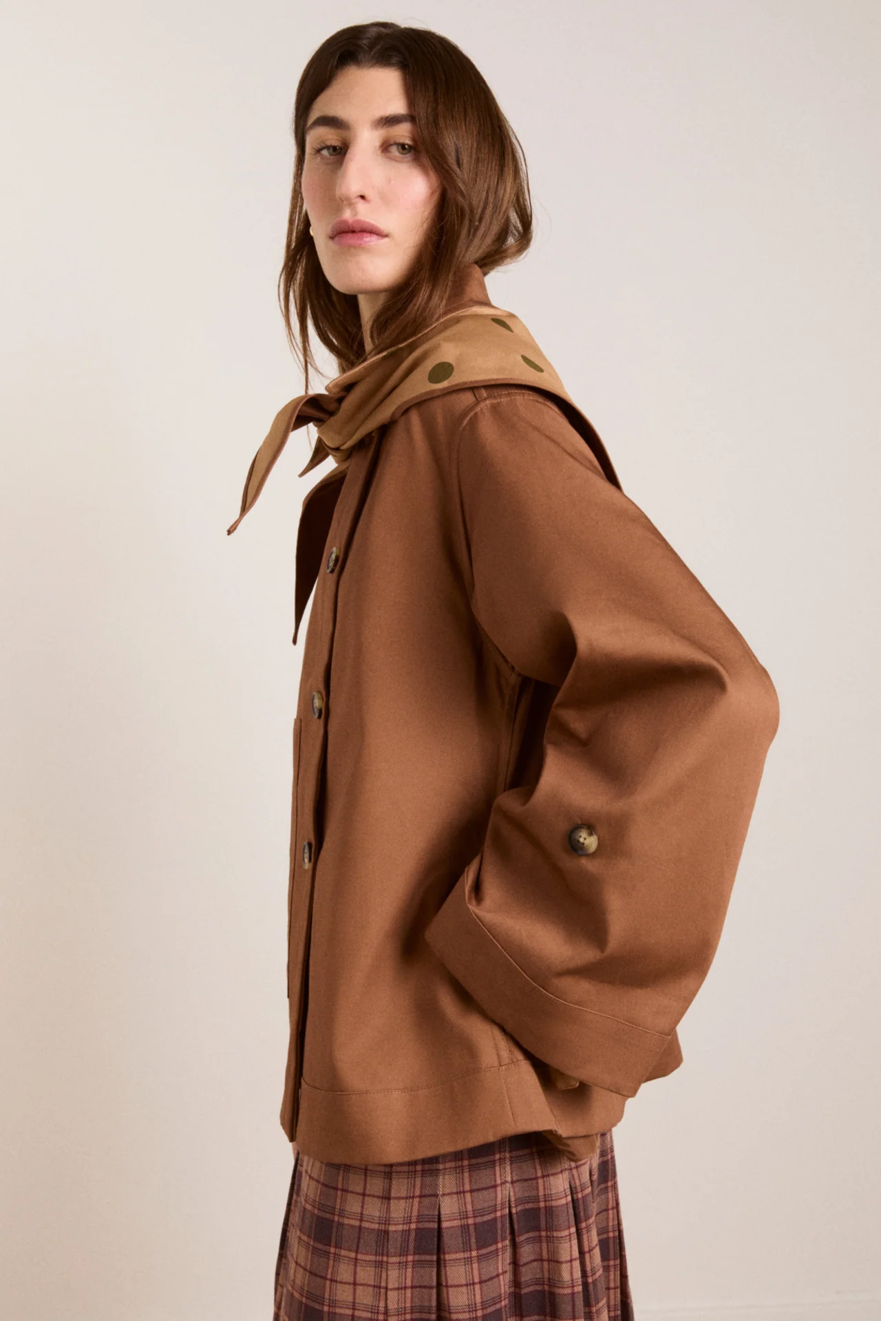 Reversible Jerry Crop Trench Coat - Camel Spot - Image 9