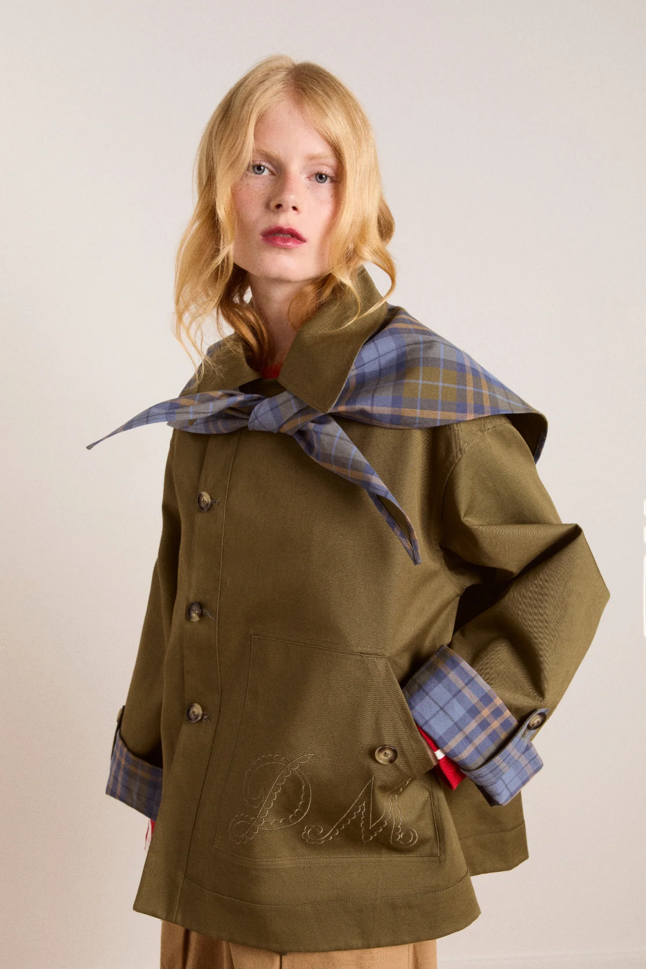 Reversible Jerry Crop Trench Coat - Olive - Image 9