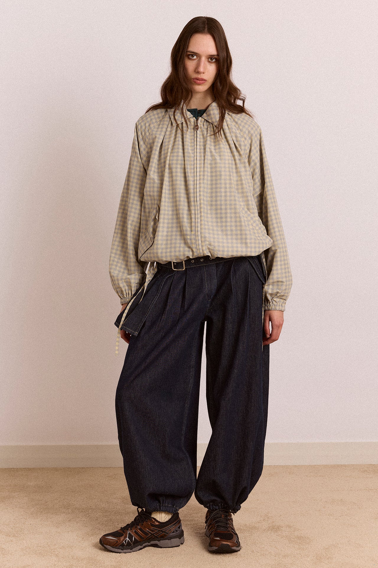 Lailah Lightweight Shell Jacket - Oyster Gingham - Image 2