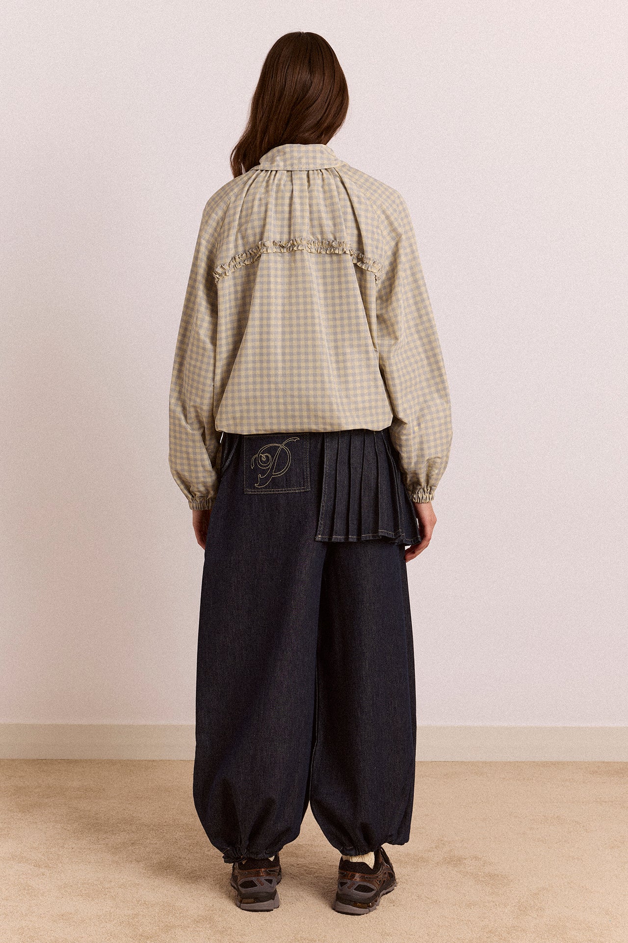 Lailah Lightweight Shell Jacket - Oyster Gingham - Image 3