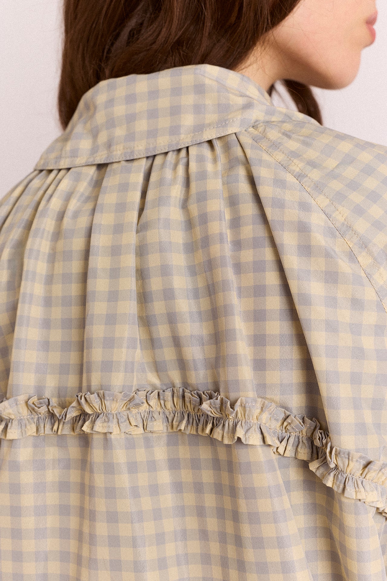 Lailah Lightweight Shell Jacket - Oyster Gingham - Image 5