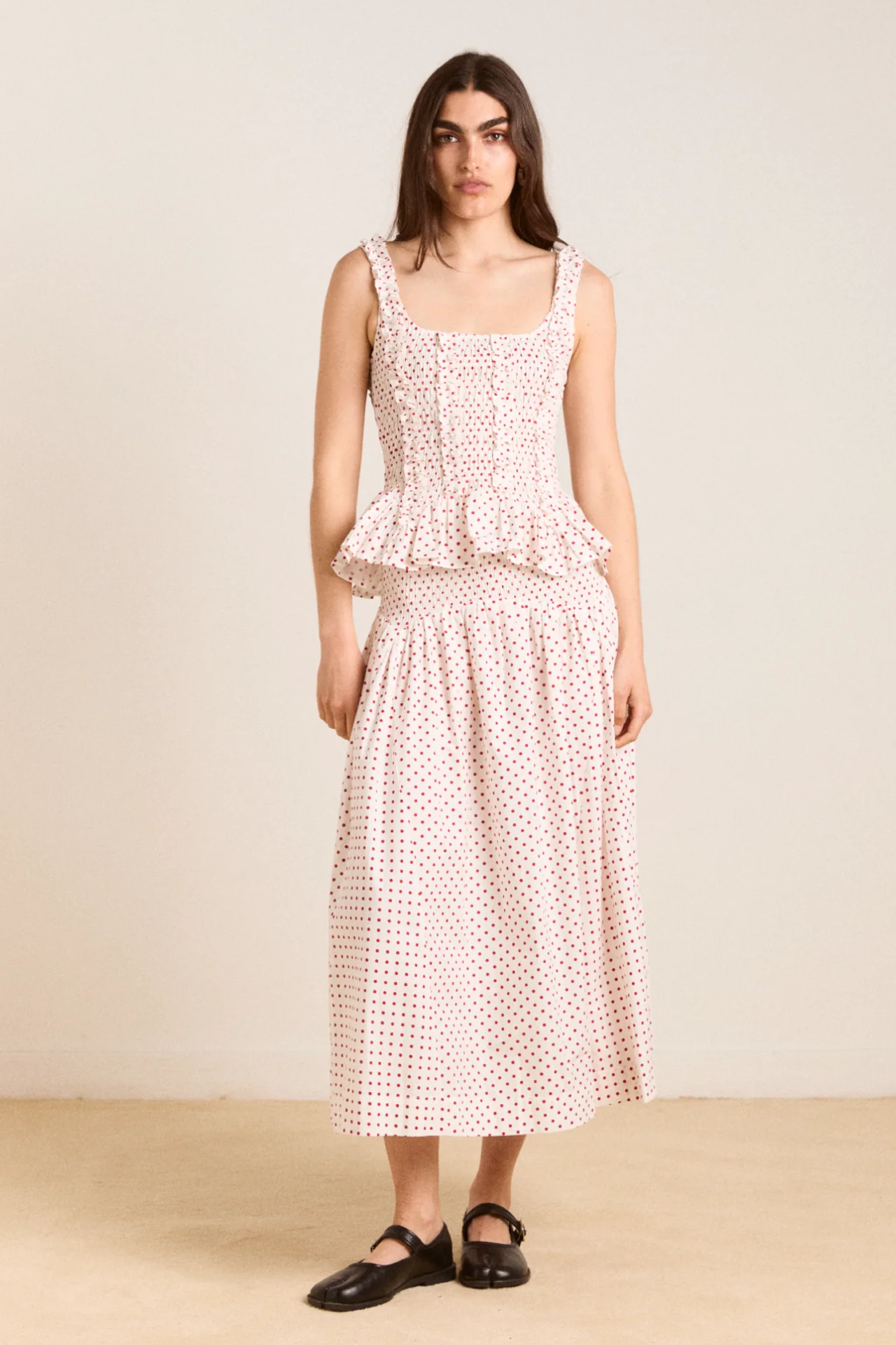 Layla Skirt - Off White And Red Spot - Image 4