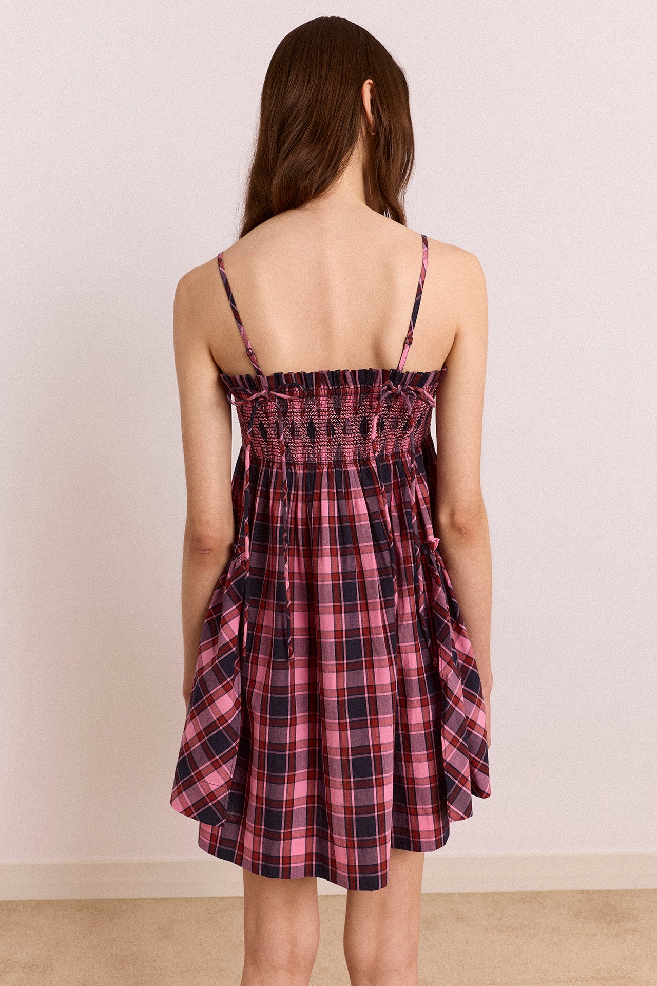 Lilo Mini Dress - Magenta Check - Image 9
