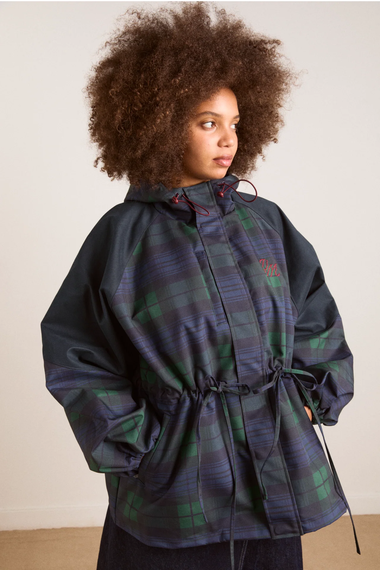 Liu Shower Proof Raincoat - Navy Check - Image 2