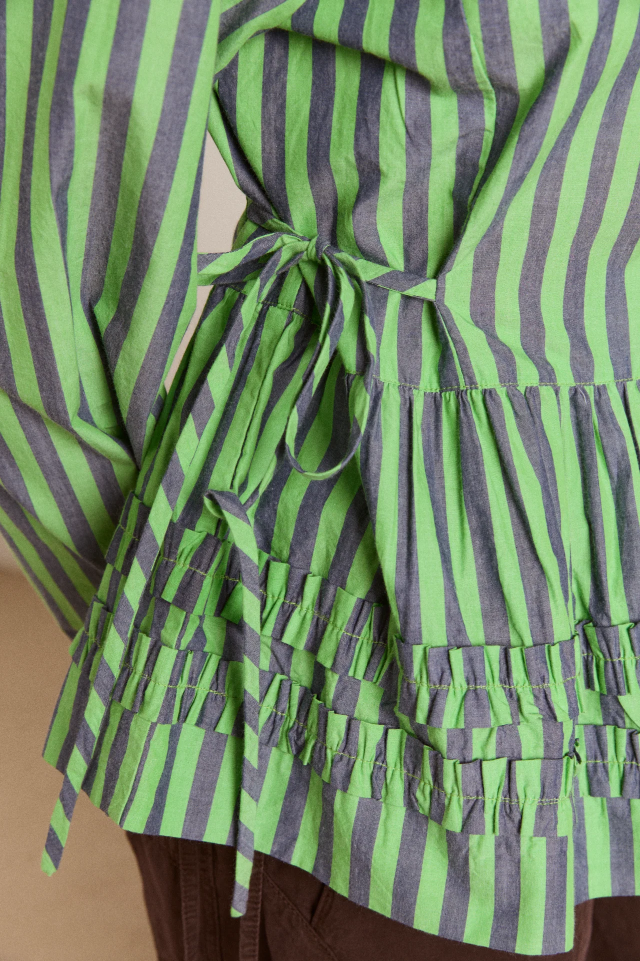 Madison Blouse - Navy Pop Green Stripe - Image 7