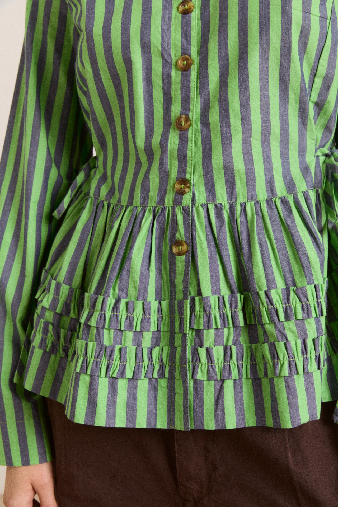 Madison Blouse - Navy Pop Green Stripe - Image 8