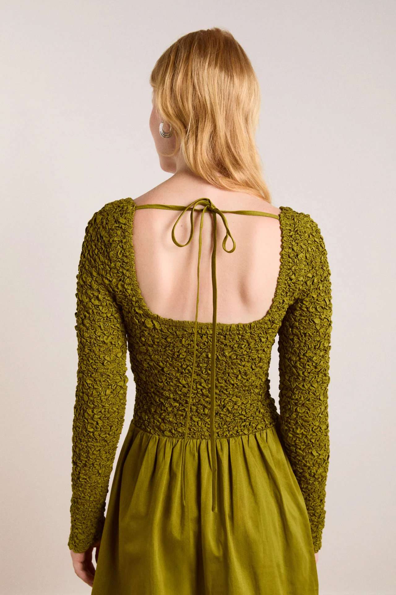 Malinda Super Smocked Mini Dress - Olive - Image 2