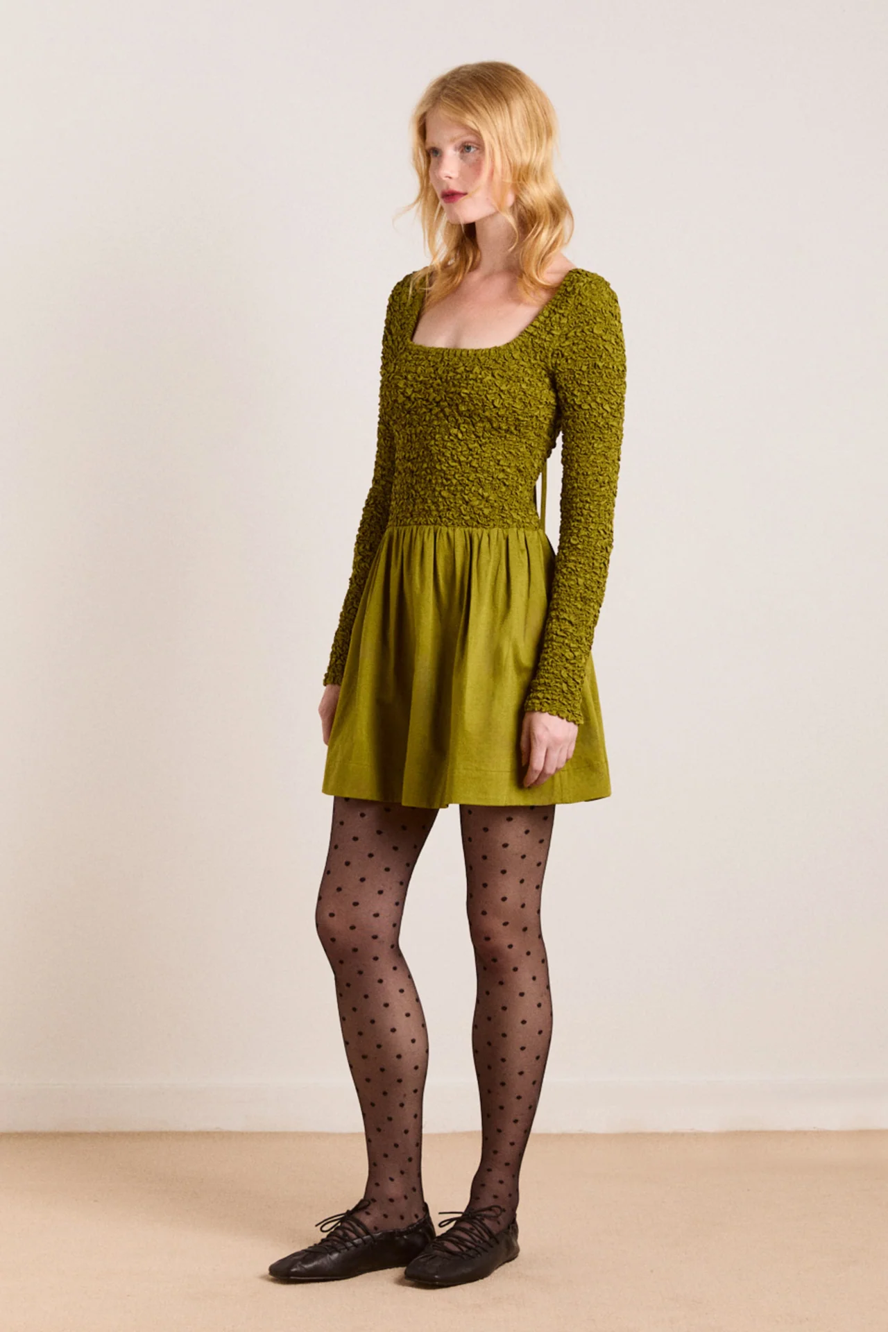 Malinda Super Smocked Mini Dress - Olive - Image 3
