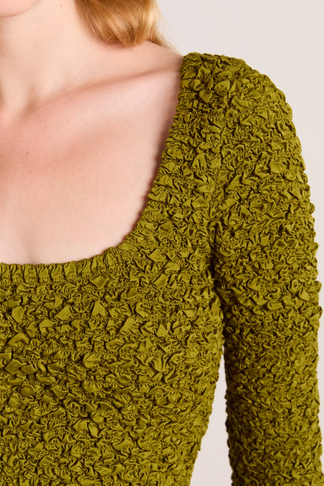 Malinda Super Smocked Mini Dress - Olive - Image 6