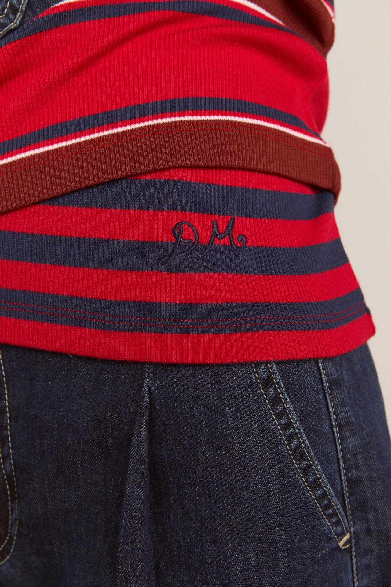 Manon Layered 2 In 1 Top - Red Stripe - Image 13