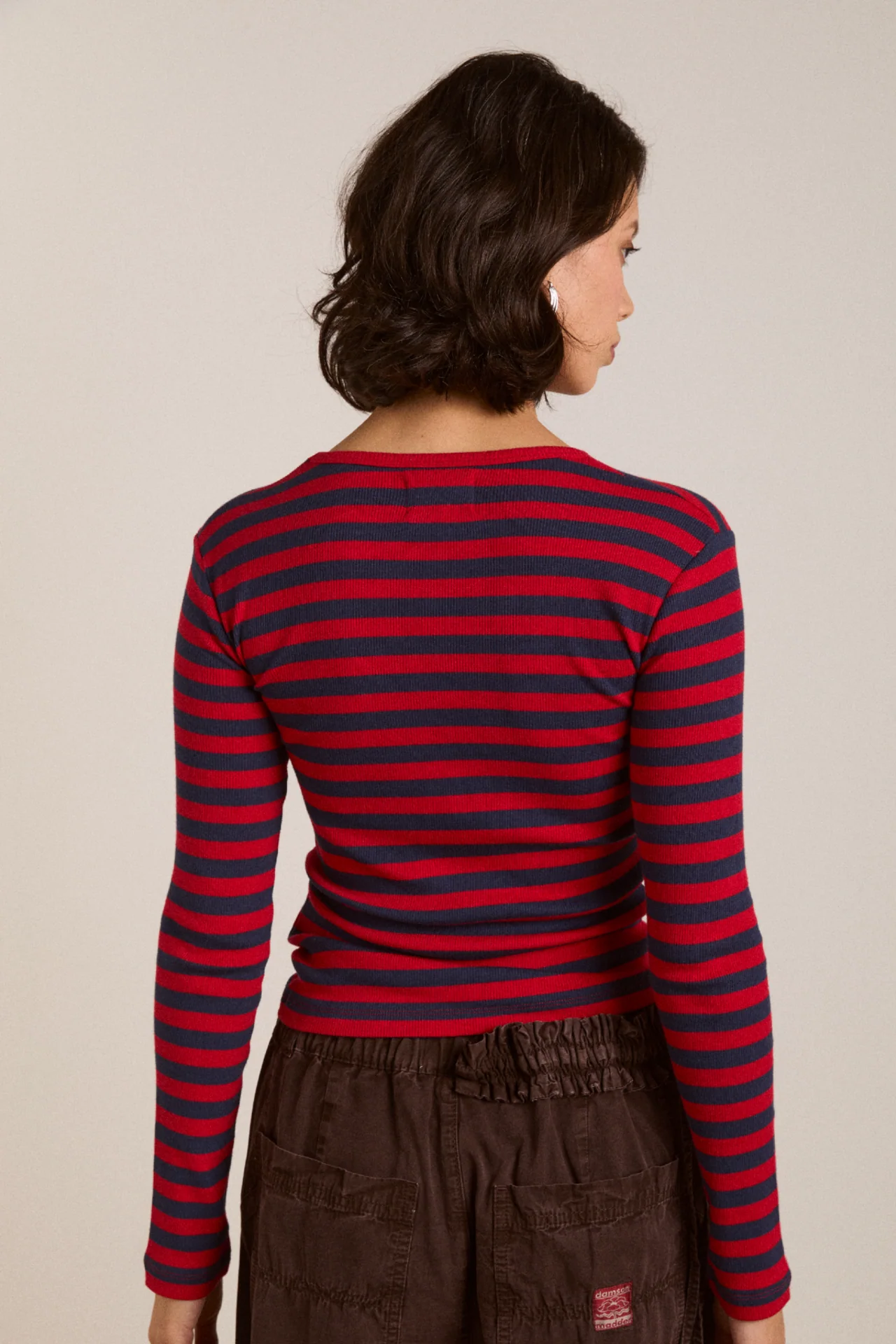 Manon Layered 2 In 1 Top - Red Stripe - Image 14