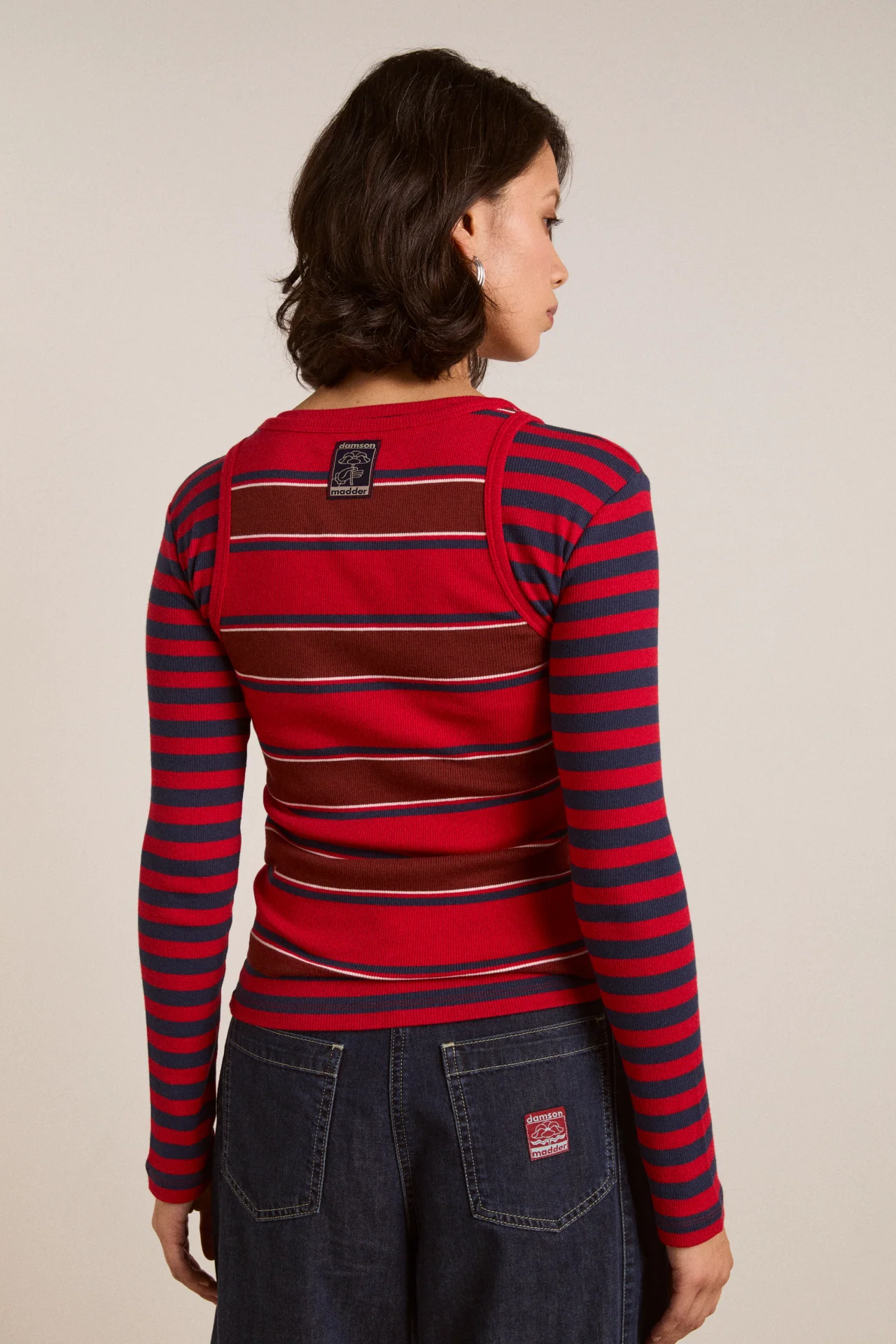 Manon Layered 2 In 1 Top - Red Stripe - Image 4