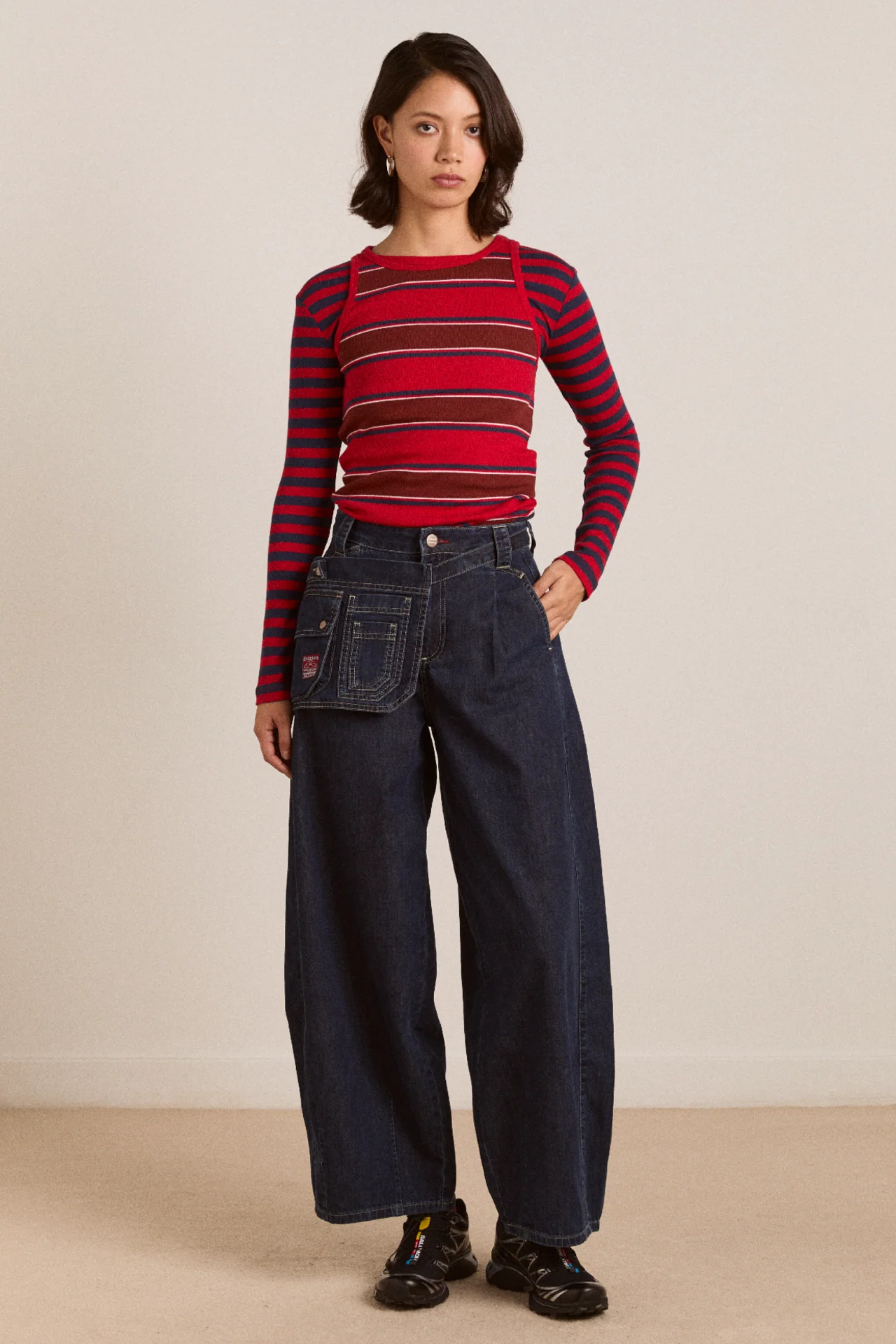Manon Layered 2 In 1 Top - Red Stripe - Image 5