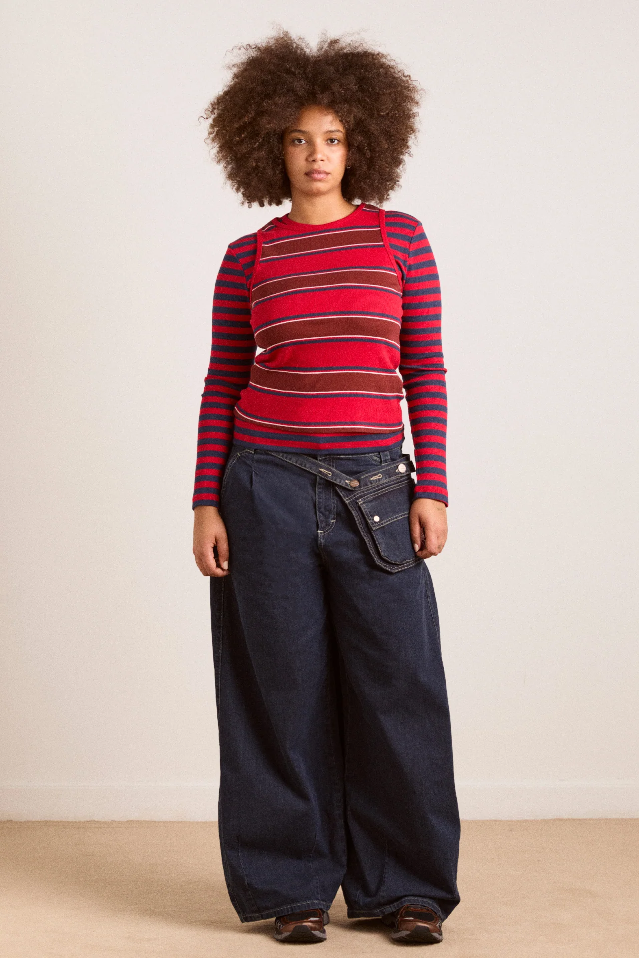 Manon Layered 2 In 1 Top - Red Stripe - Image 6