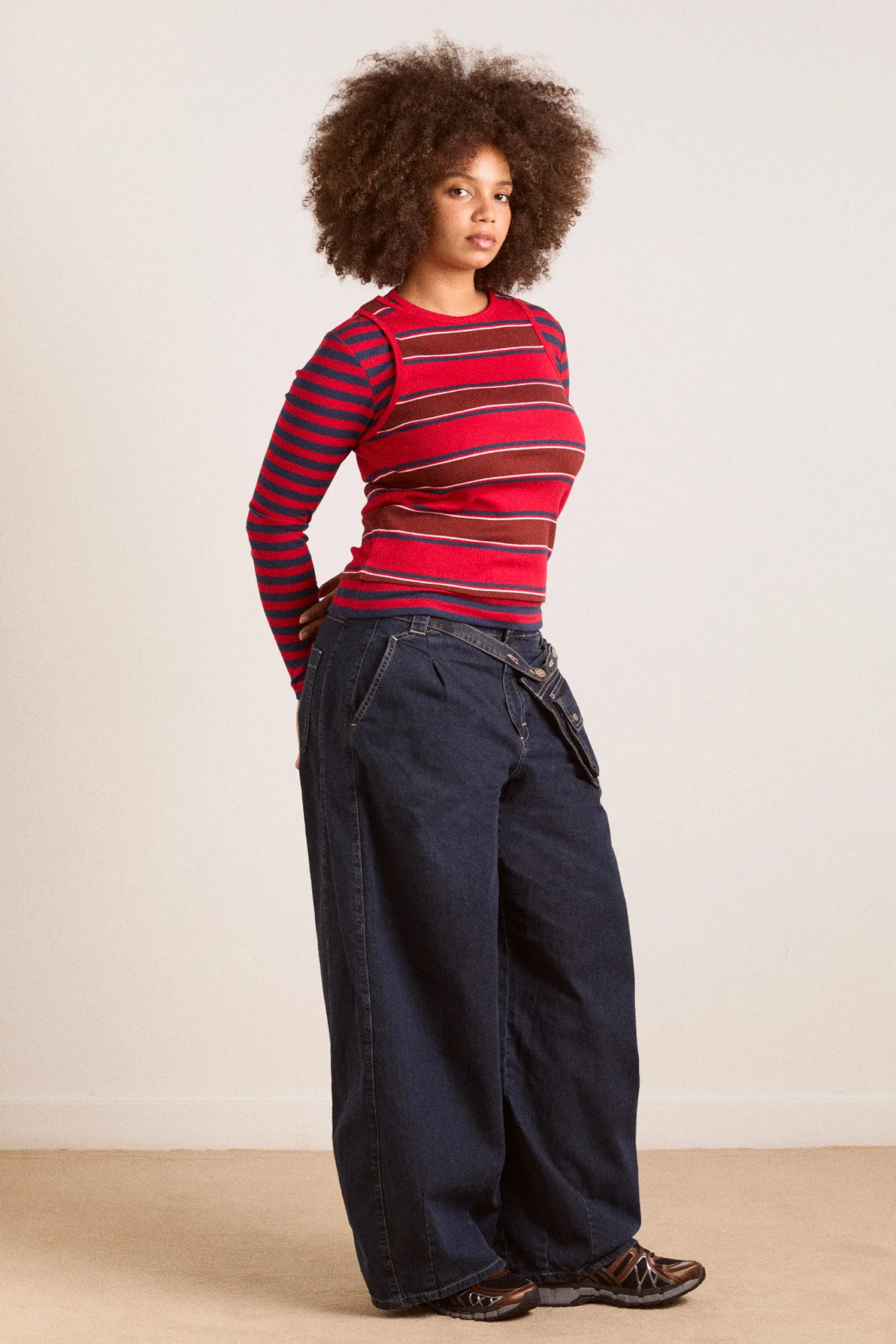 Manon Layered 2 In 1 Top - Red Stripe - Image 9